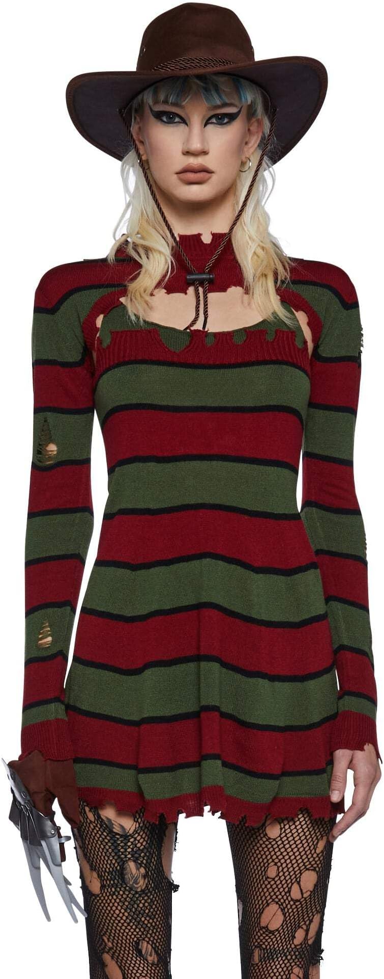 Dolls Kill Striped Slasher Costume - Scary Freddy Street Outfit by Trickz N' Treatz
