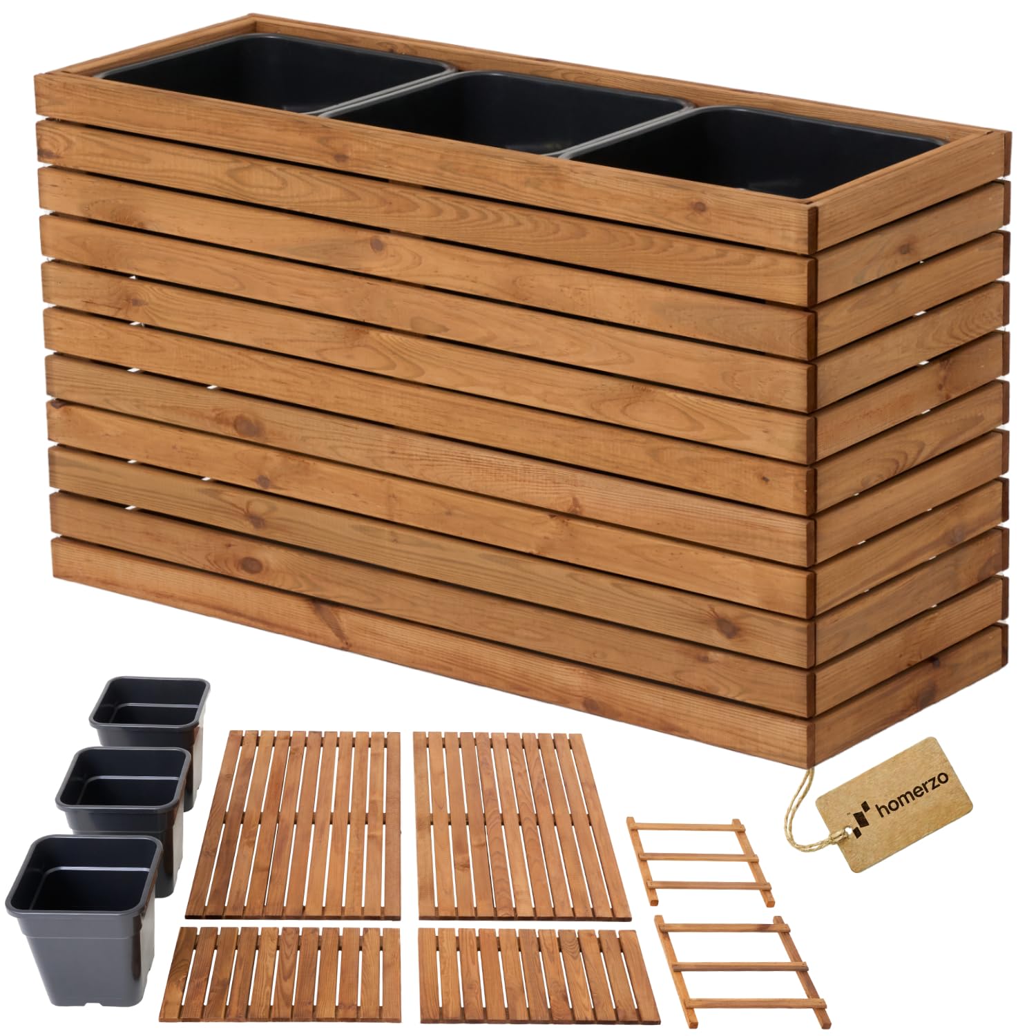 Jardinière en bois brun à assembler soi-même Grand bac à plantes rectangulaire 18L Résistant aux intempéries pour jardin balcon