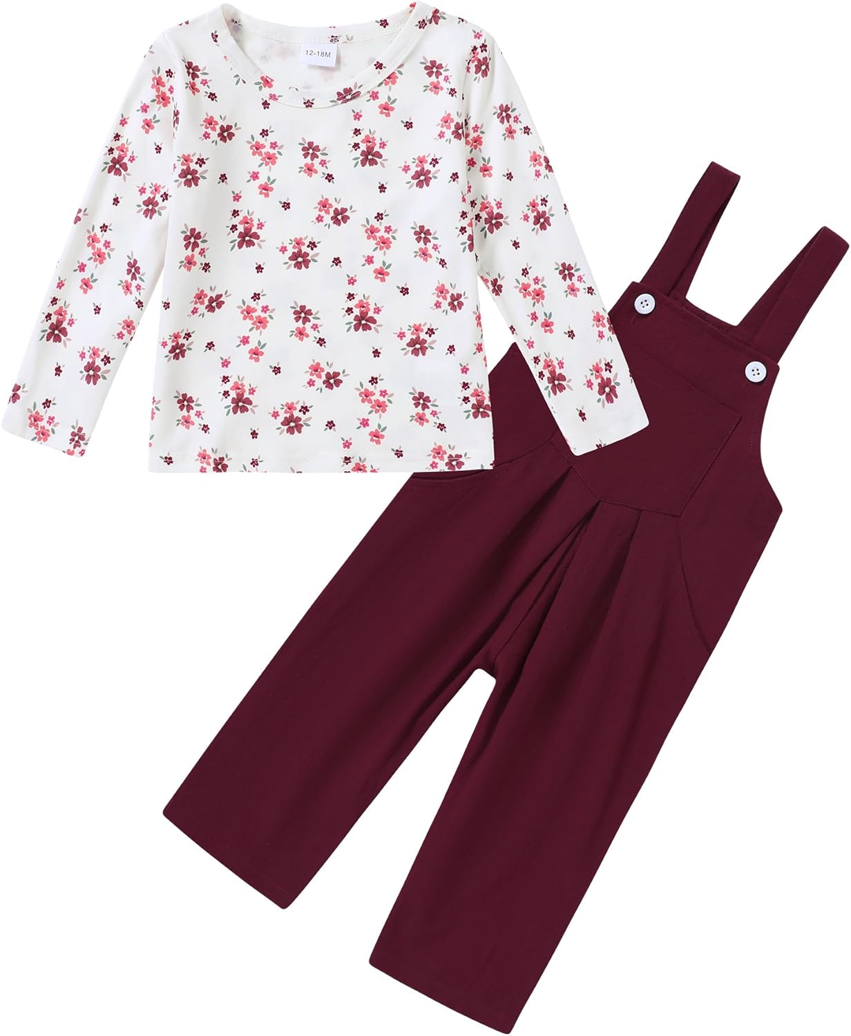 ZOEREA Toddler Girl Clothes 1-5T Baby Girl Outfits Fall Winter Stripe Floral Long Sleeve Top+Bib Overall Pants 2Pcs Clothing - Image 8