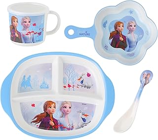 Frozen Elsa Anna Olaf Dinnerware Flatware Meal Set for Kids Girls – Plate Bowl Cup Spoon, 4 pieces