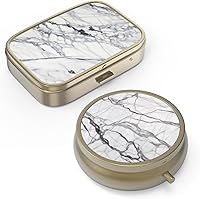 Vista 17 de Pastillero con espejo Hion retro de 2 compartimentos, pequeño estuche de píldoras para bolso o bolsillo, bronce rectangular, para vitaminas, aceite