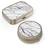 Pill Case Pill Box with Mirror Retro Small Pill Case for Purse or Pocket Bronze Pill Box or Vitamins, Fish Oil, Supplements, Pill Containe Travel Gifts2PCS