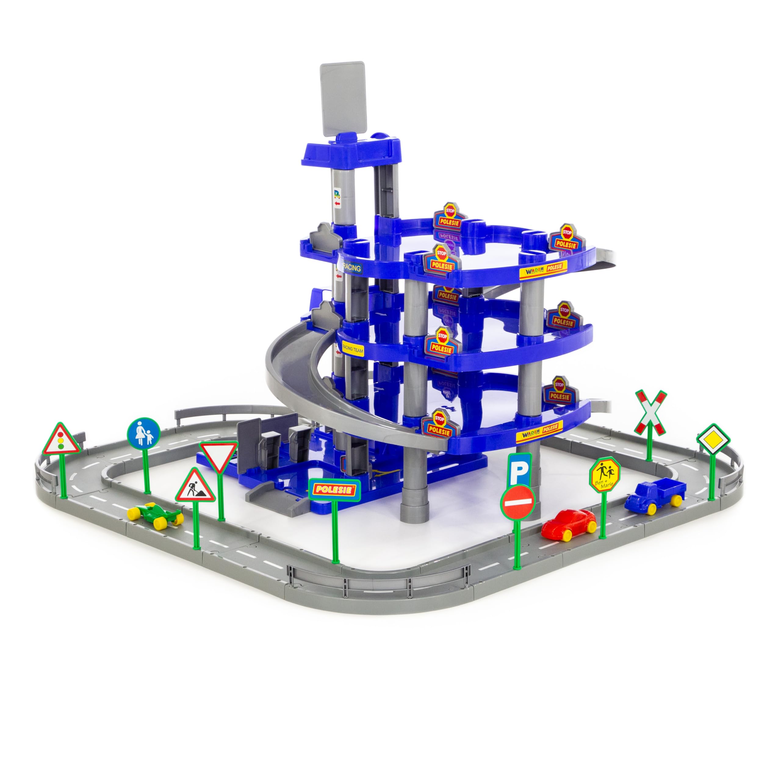 Polesie Wader Parkgarage con 4 Livelli con Strada Gioco e Auto, Blu