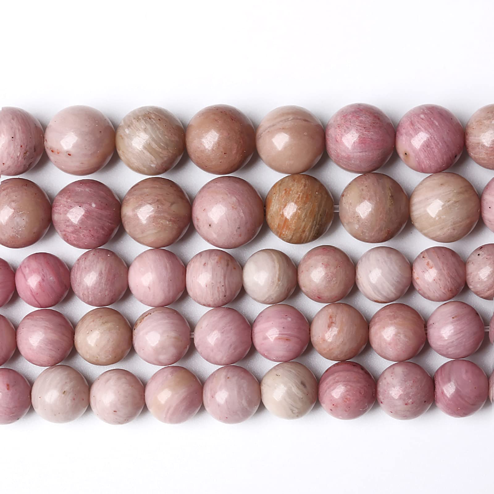 32 perline rotonde sfuse in pietra naturale rosa da 12 mm, 5A, per la creazione di gioielli fai da te, bracciali, collane, 32 cm (12 mm, rodocrosite)