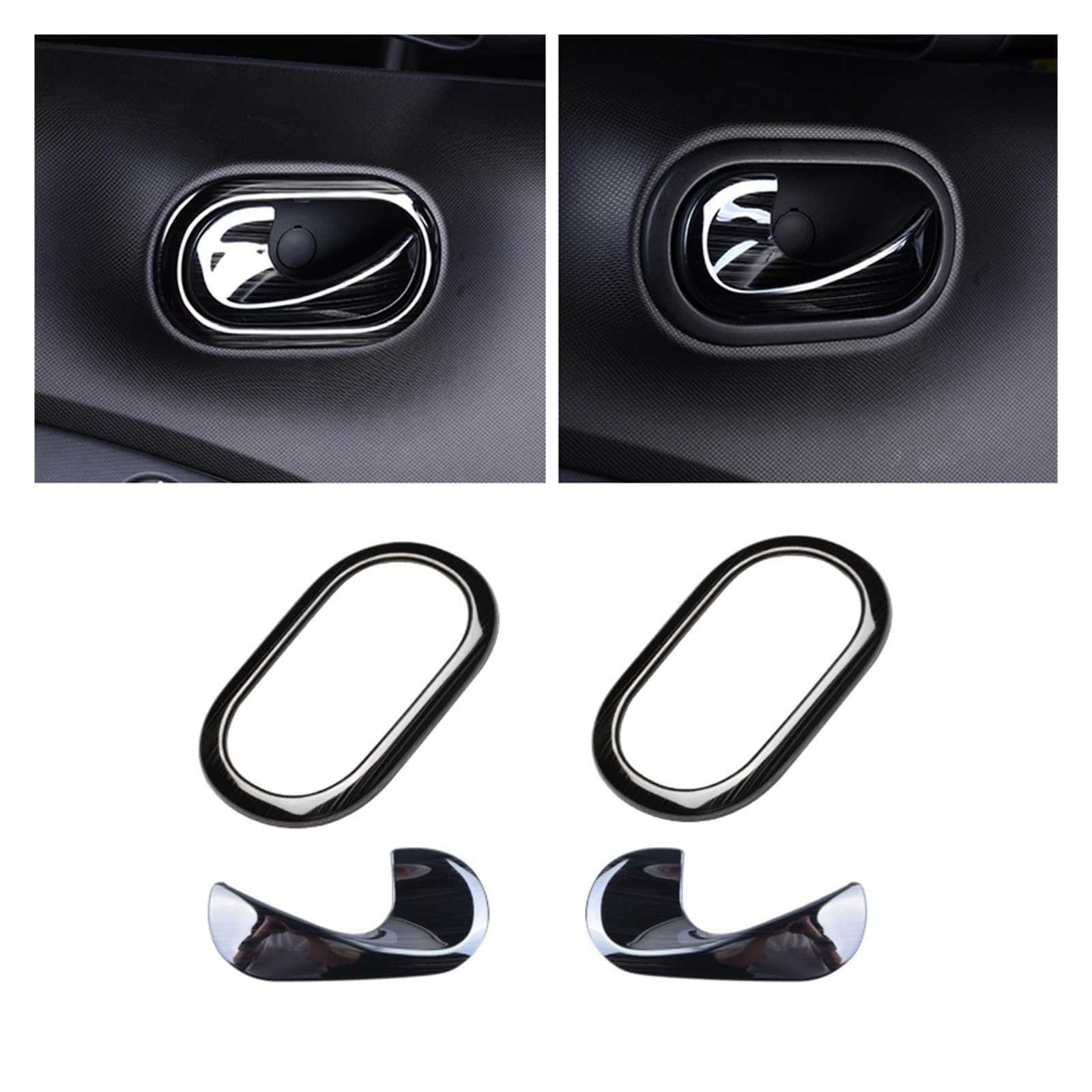 Maniglia Interna Coperchio Vaschetta Interna in Acciaio Inossidabile per Fortwo per Forfour 453 Maniglia Dell'auto Adesivi per Auto Accessori Decorazione(Door Handle Silver-2)