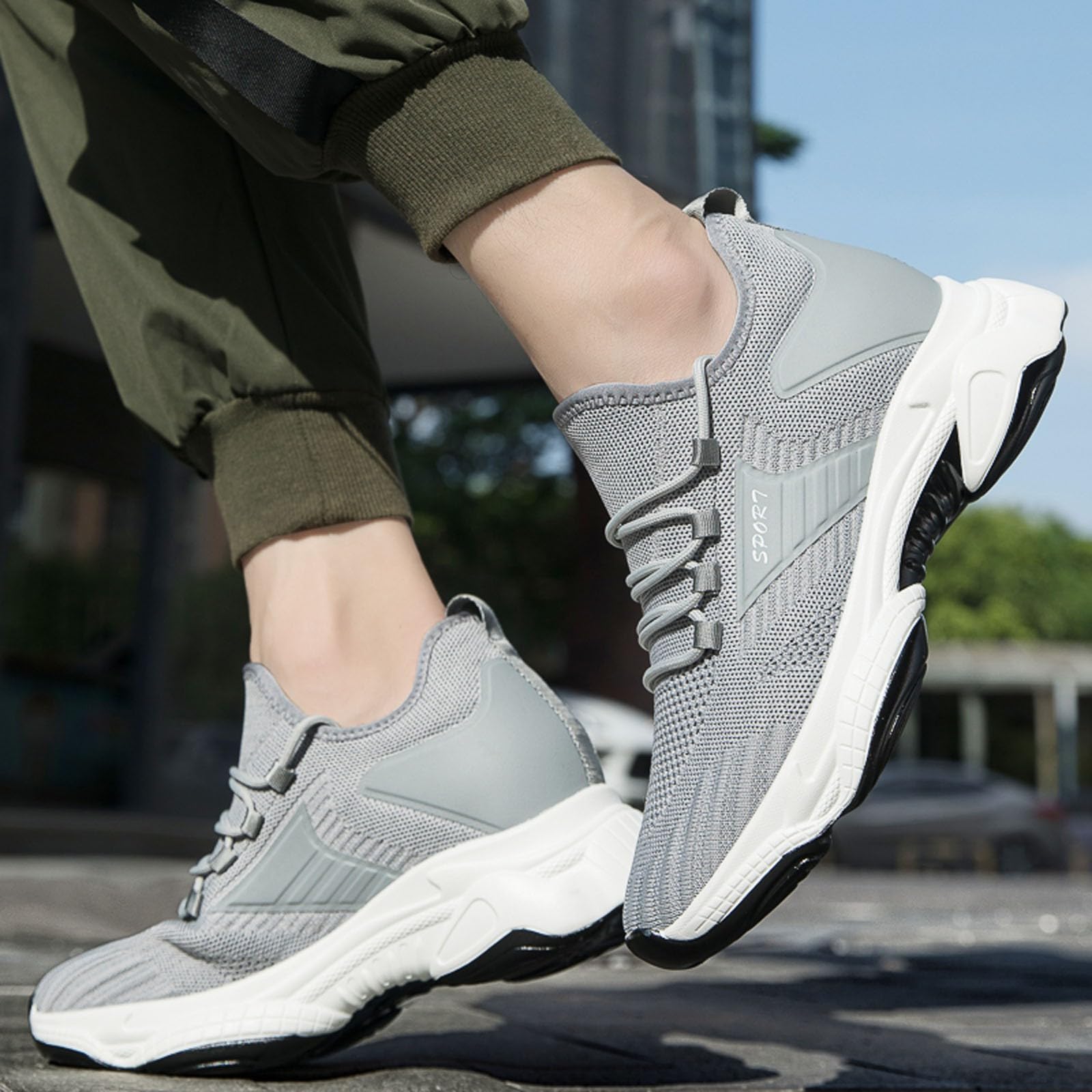 Elevate Shoes - Zapatillas de malla para hombre, para correr, para verano, transpirables, ligeras, para senderismo, exteriores, 10 cm de alto, para correr