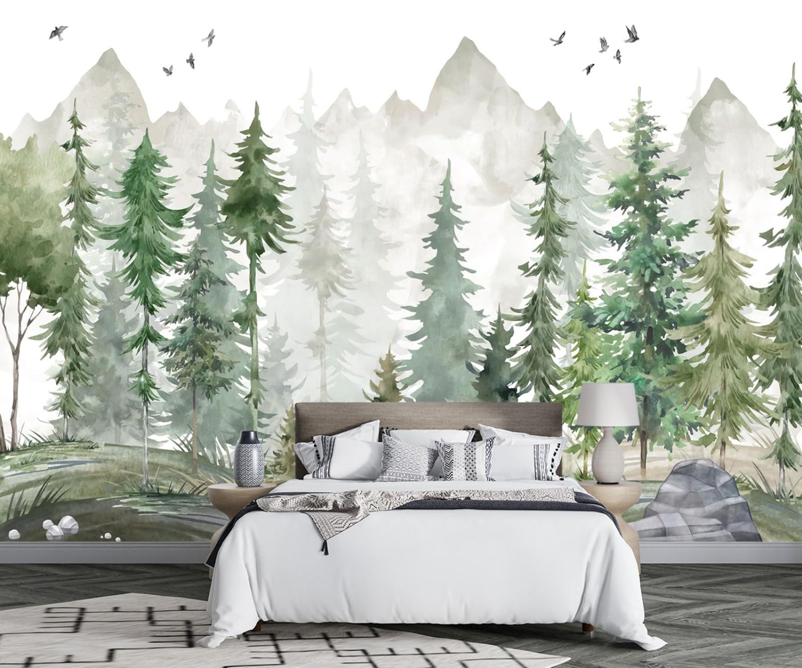 Papier peint panoramique montagne abstrait grand format luxe 350x250cm