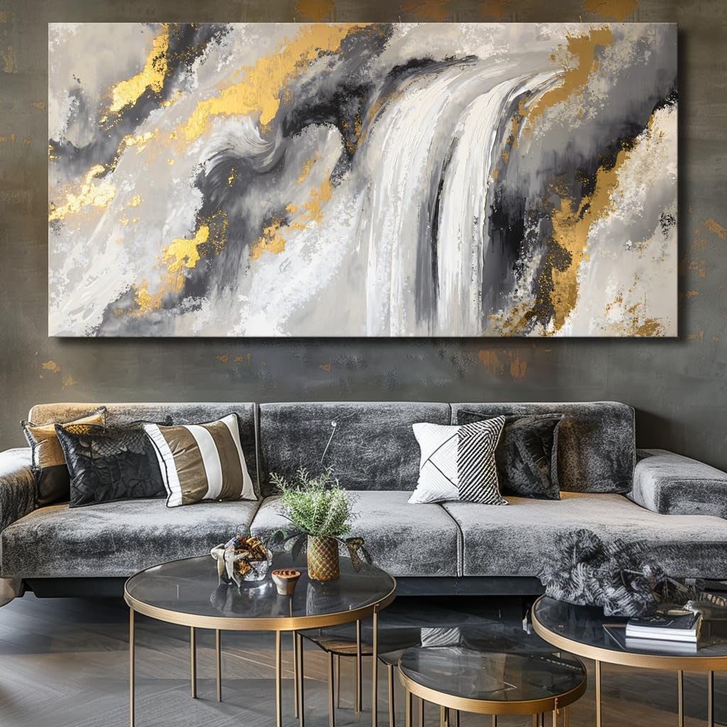 Large Abstract Waterfalls and Clouds Canvas Art Landscape Artwork Art Framed Canvas Print for Living Room, Bedroom, Dining Room, Home Office Modern Ready to Hang Home Decor - 30"x60"