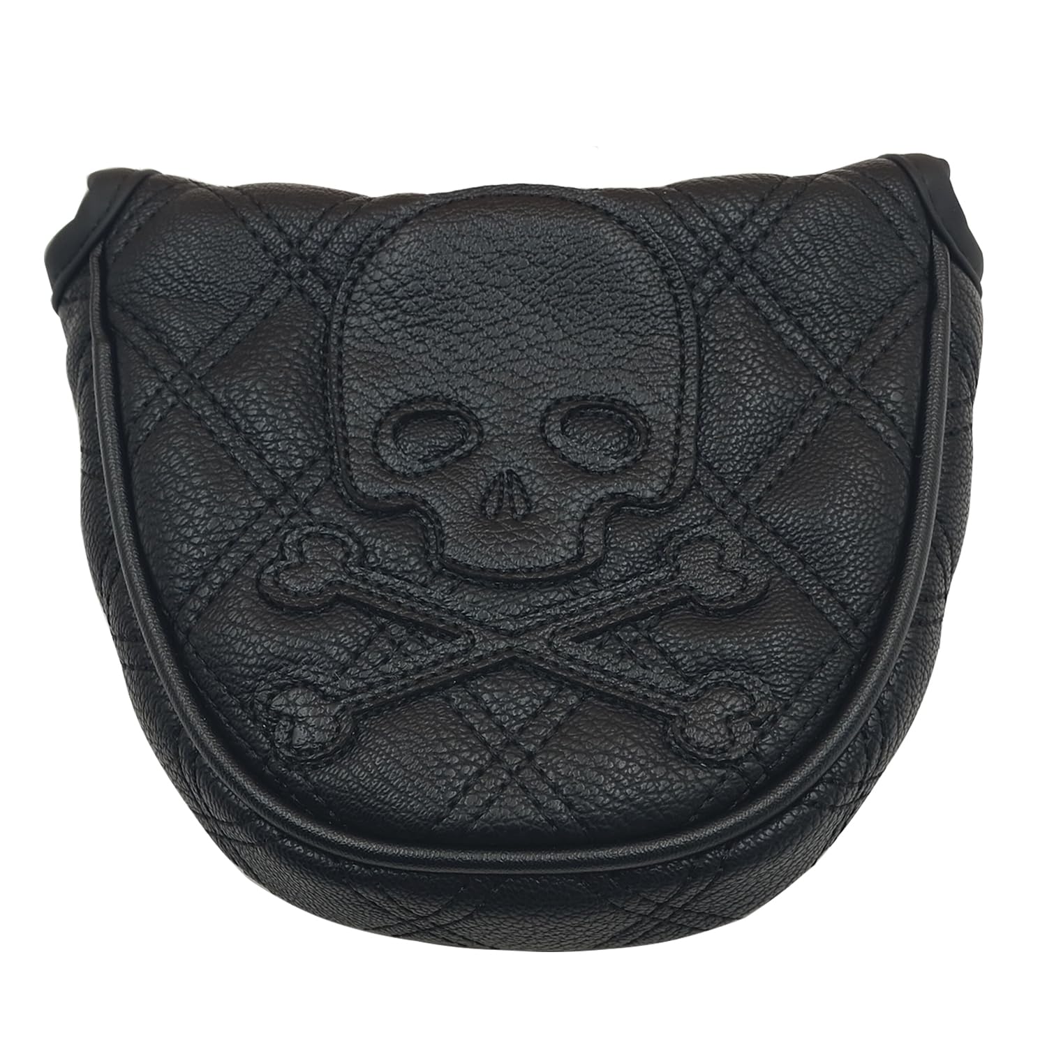 Black Skull Bones Design Golf Mallet Head Cover Skeleton Putter Club Heel Shaft Cover Magnetic Closure