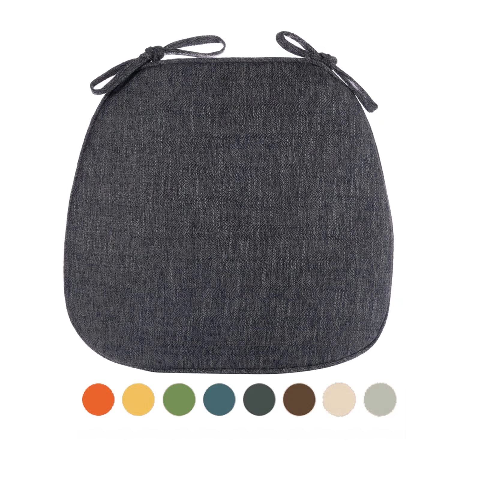 Yadlan Dark Grey Seat Cushions For Kitchen Chairs With Ties Chair Pads For Dining Chairs Non Slip, Dining Room Chair Cushions With Ties 16X16, Seat Pads For Dining Chair Memory Foam