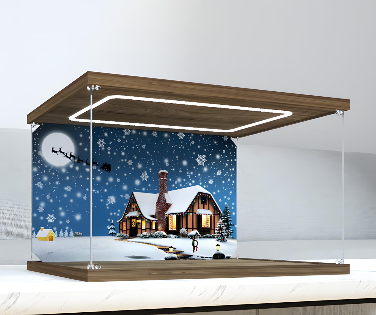 Clear Acrylic Display Case for LEGO 21330 Home Alone Model, Le/go model display box Dustproof Showcase, best gift.(Display box only) (With light)
