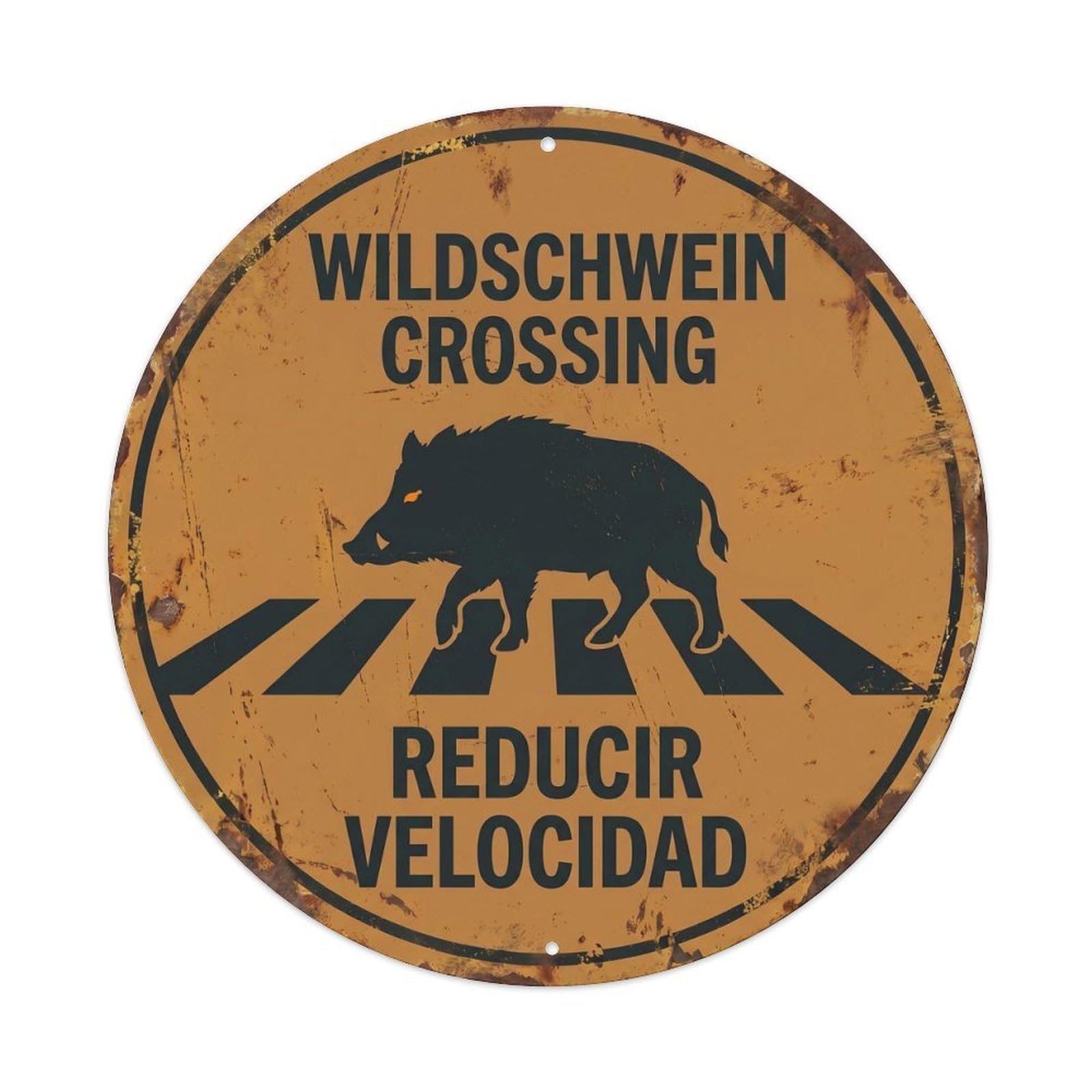 Metal Tin Sign Wildschwein Crossing Reducir Velocidad