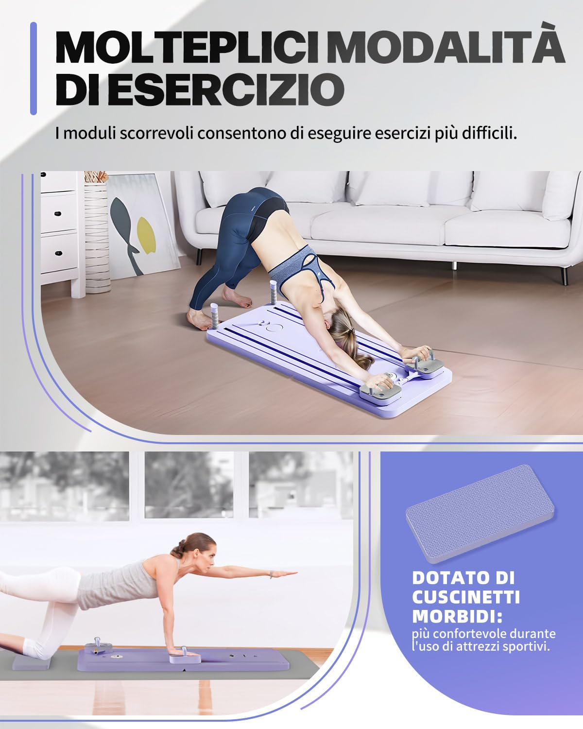 Tavola Pilates Reformer Multifunzione per Casa con Timer Integrato - Attrezzo per Allenamento Completo di Core, Addominali e Corpo Inter