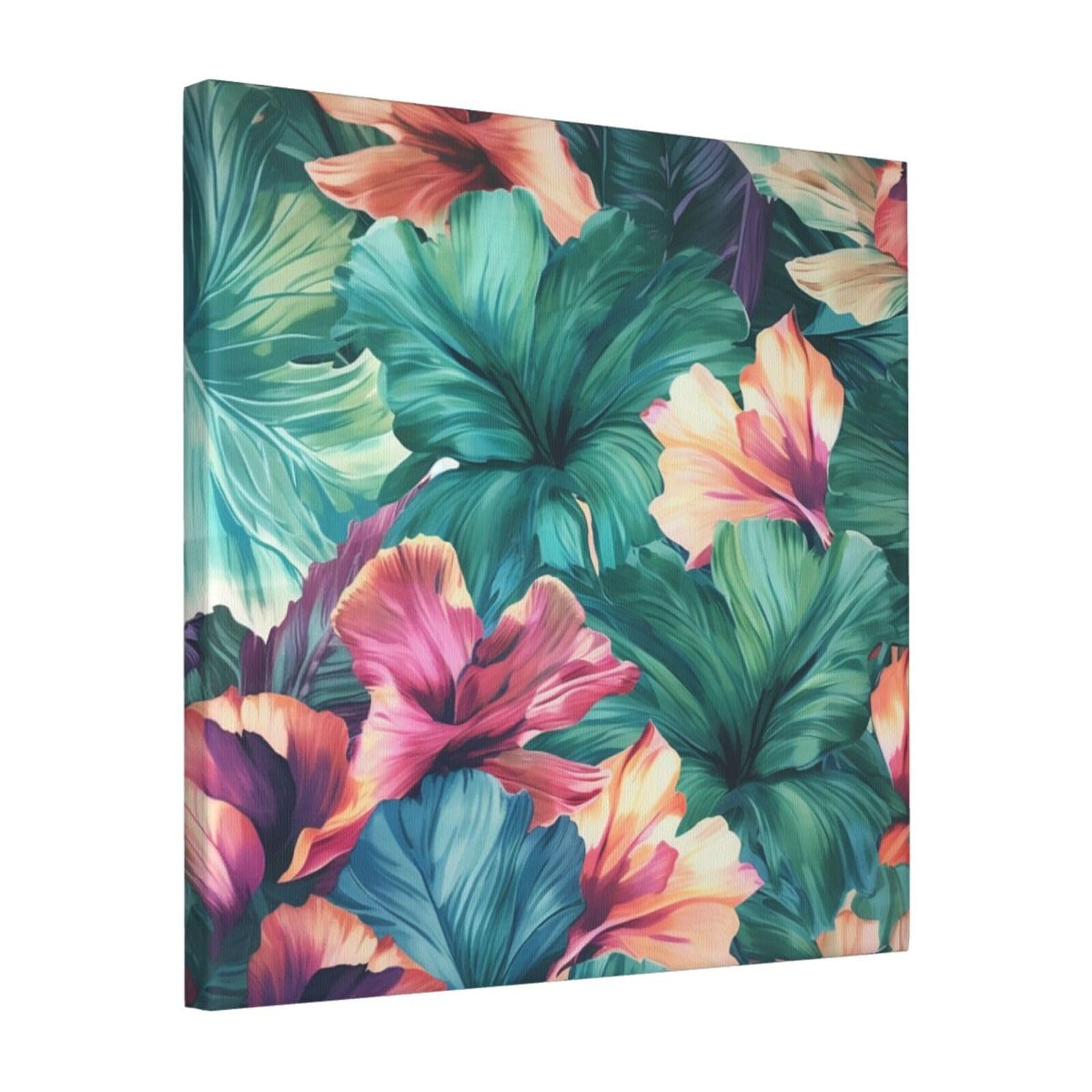 FodPand Tropical floral Canvas Wall Art for Living Room Wall Decor 16"x16" Modern Artwork Painting Pictures Hanging Canvas Prints Aesthetic Wall Art for Bedroom Bathroom Office Wallart Decor