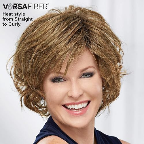 Miniatura 3 de Paula Young Jamie Lynn VersaFiber Peluca elegante, peluca de pelo largo medio con capas despeinadas, corte de afeitar en fibra de estilo calortonos