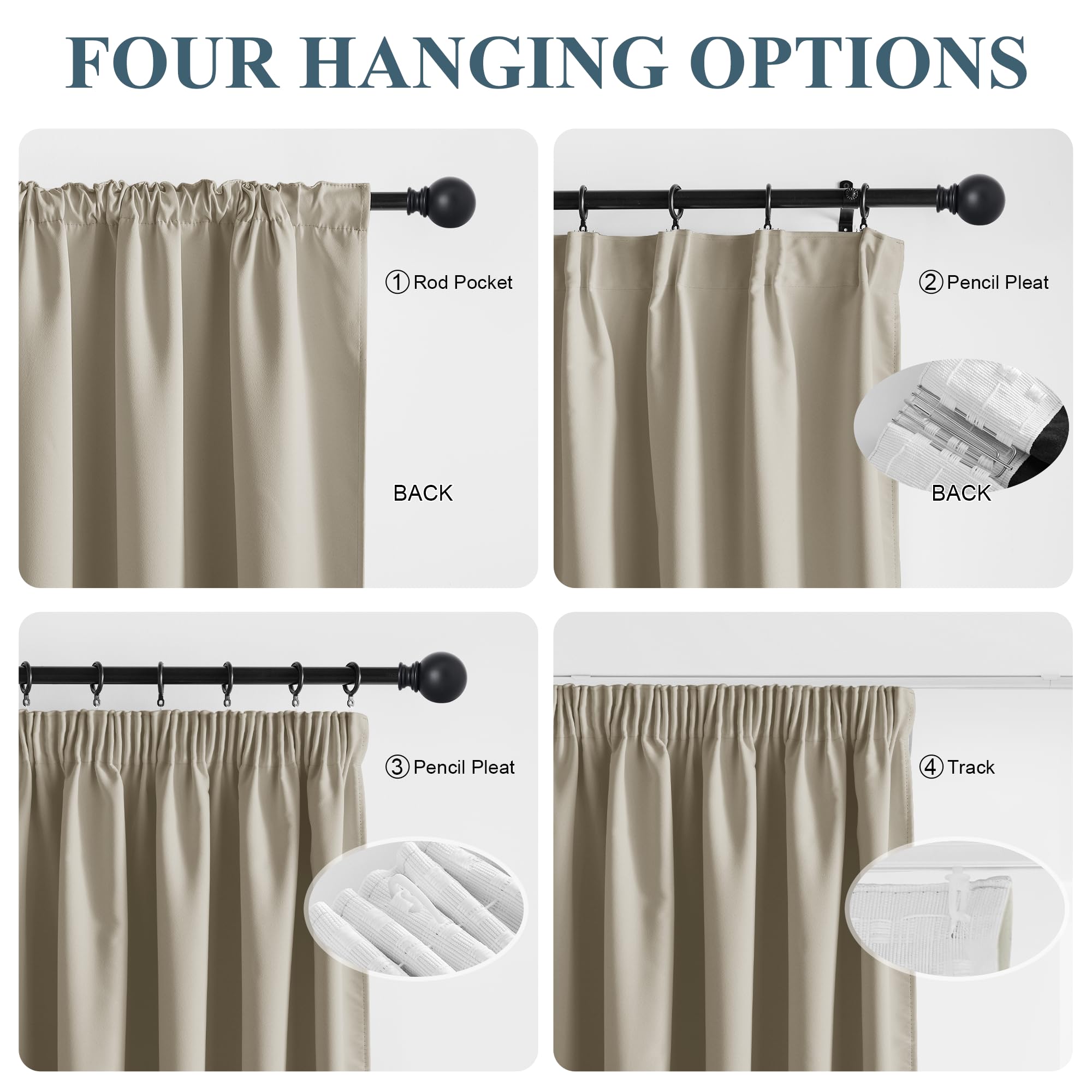PONY DANCE 100% Blackout Curtains for Kids Bedroom, Rod Pocket Thermal Insulated Drapes - Image 3