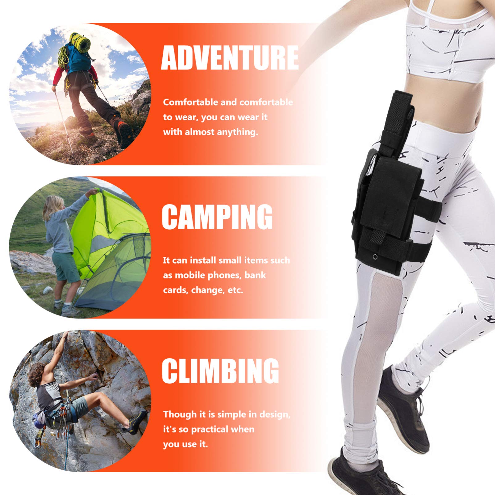 BESPORTBLE High- Oxford Fabric Thigh Pouch Leg Bag for Travel Camping Hiking Adventure Secure Fit for Mobile Phones Bank Cards