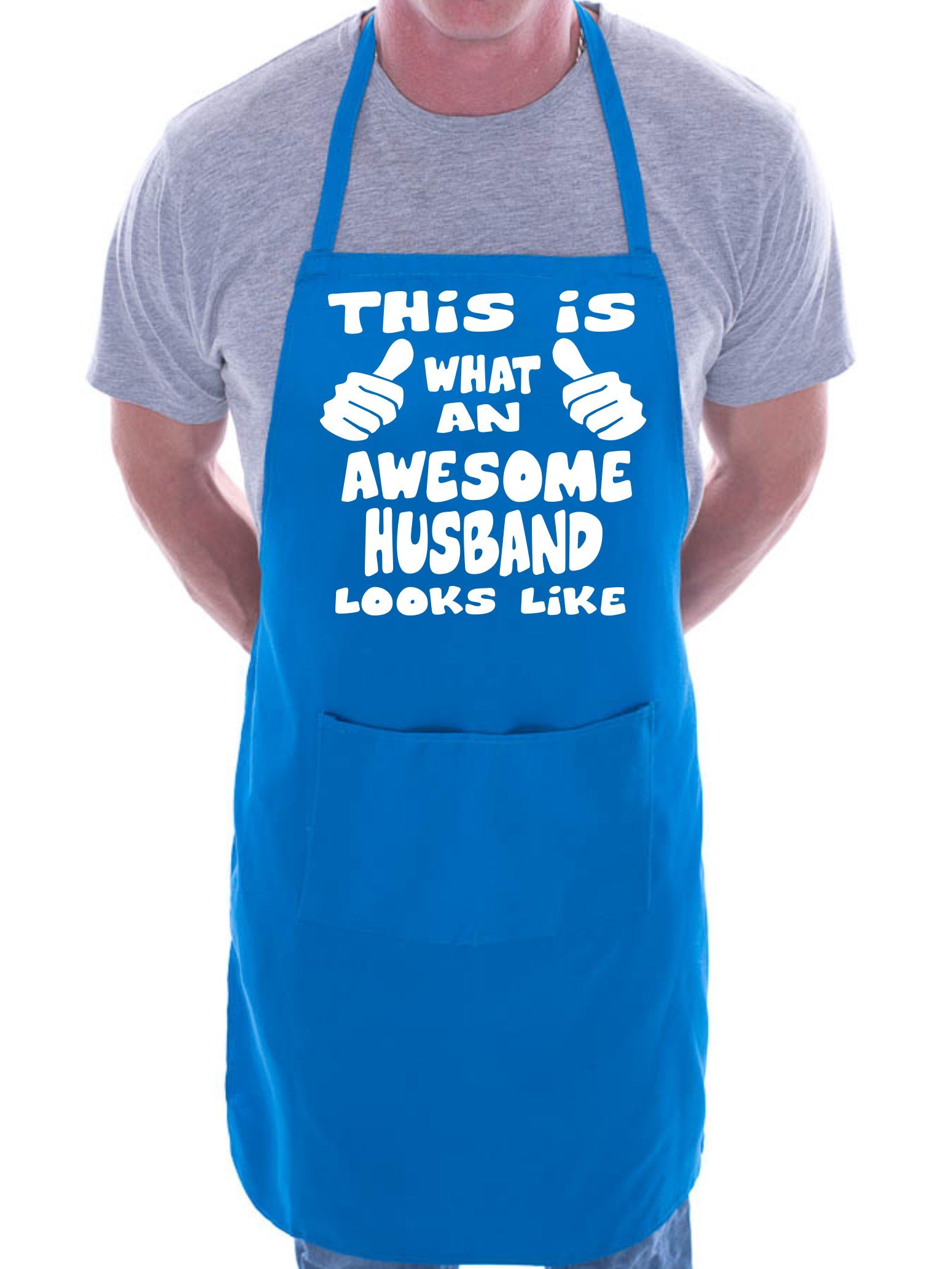 Print4U This Is What Awesome Husband BBQ Cooking Funny Novelty Apron Blue