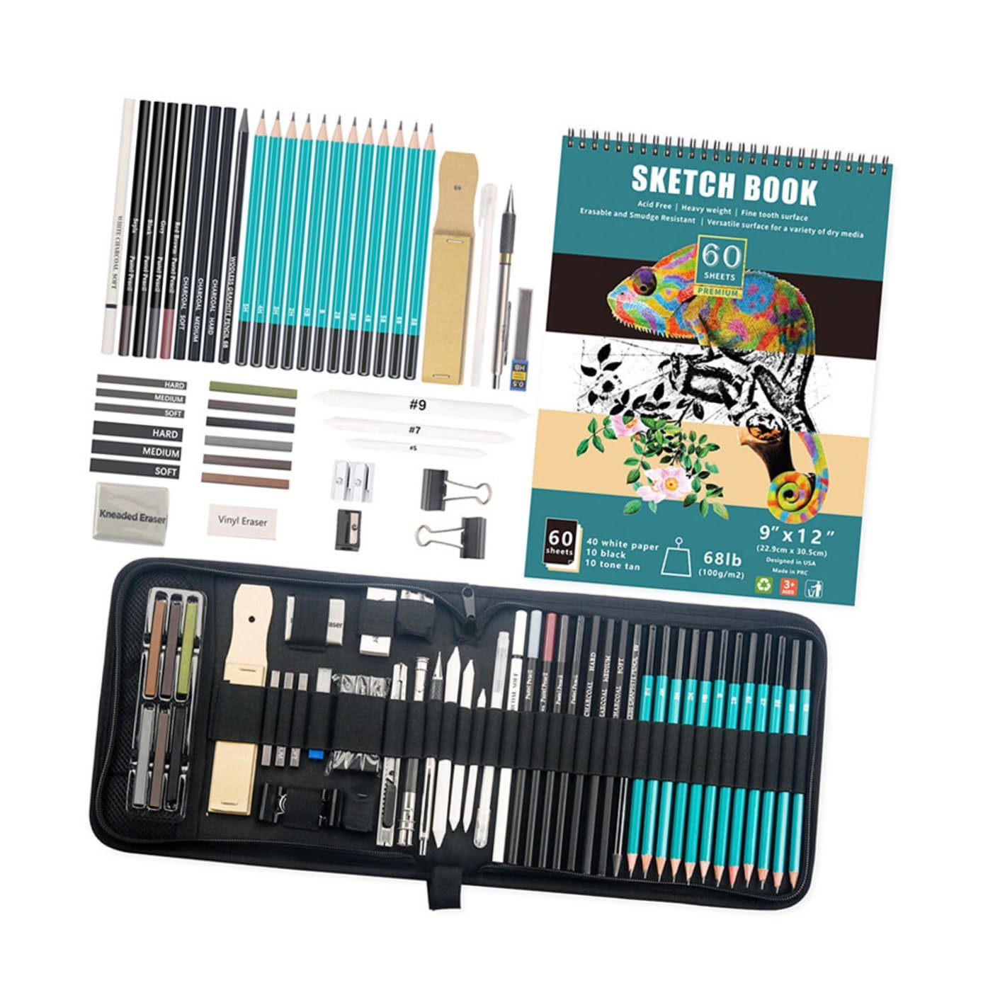 SEWACC Set de Crayons à Dessin pour Adolescents, 50 Pièces, Esquisse