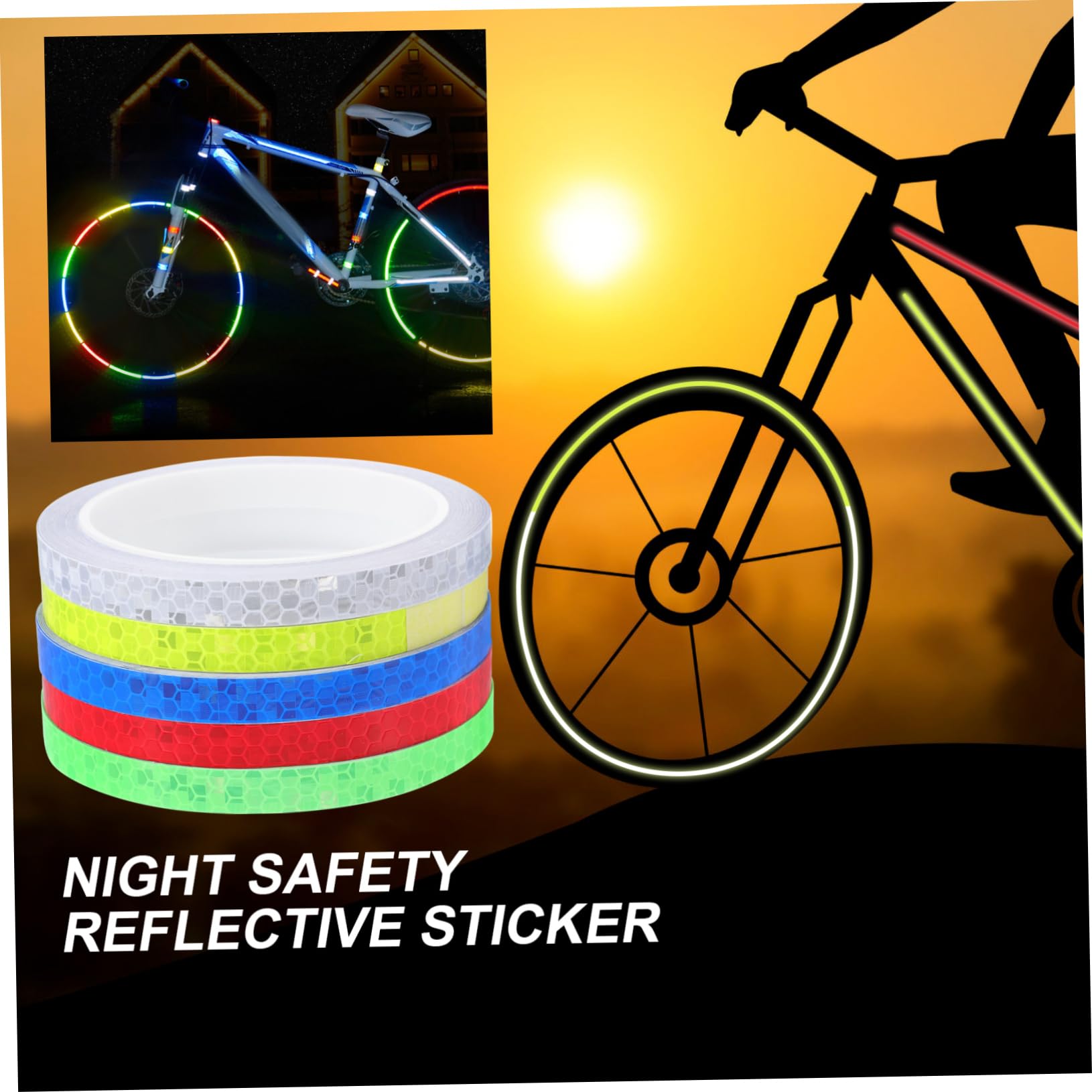 BESTonZON Reflektierende Fahrradaufkleber Fahrradaufkleber Seitenreflektor Fahrradaufkleber Wärmereflektierendes Klebeband Dekoration Rückseitiges Reflektorband Wasserdichtes