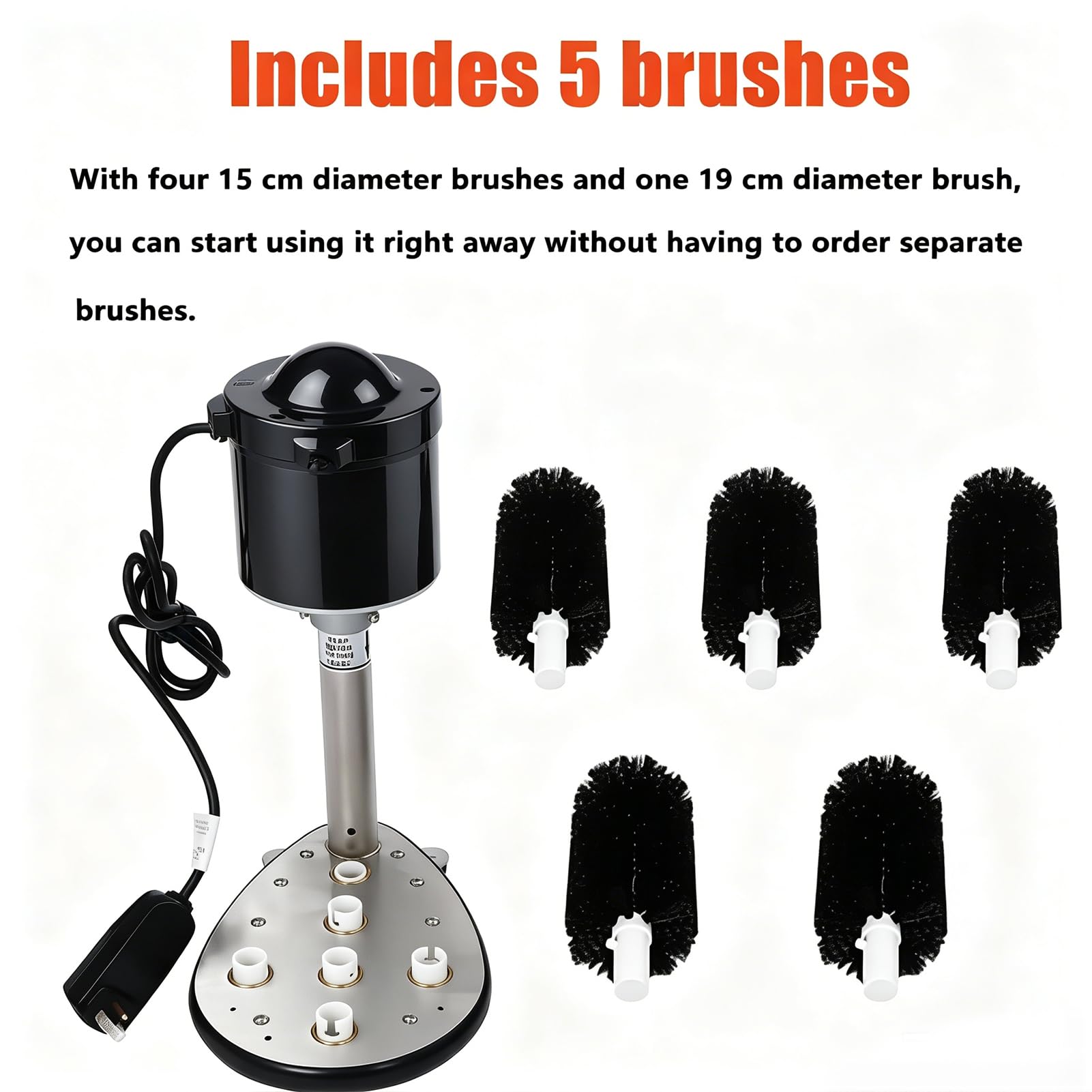 Lave-Verres Électrique, Machine Professionnelle de Nettoyage des Verres à Vin avec 5 Brosses et Nettoyage à 360°, Polisseuse Automatique Verticale en Acier Inoxydable pour 600 Verres/Heure pour Bar
