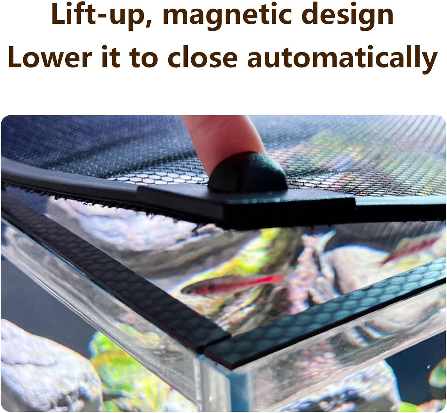 Fish Tank Cover Mesh Aquarium Lid Anti-Jumping Net For Tanks, Length 180cm,Width:50cm(Width:60cm)