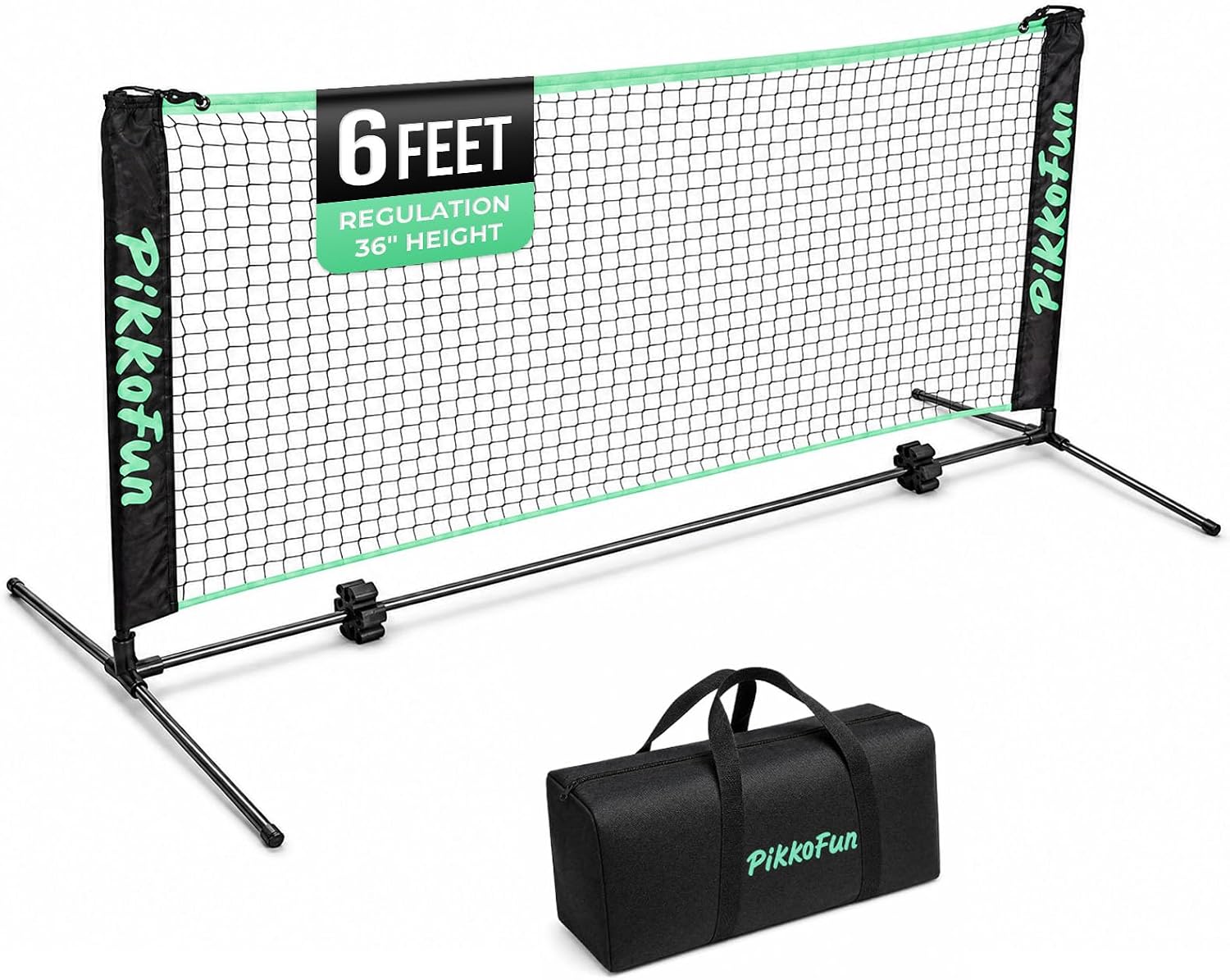 6FT Mini Pickleball Net, 36" Regulation Height Practice Net | Compact 17" Carry Bag, 60-Second Quick Setup, Stable Steel Tubes, Ideal for Driveway & Garage Drills