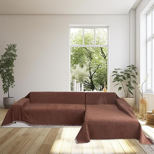 Miniatura 36 de HANDONTIME fundas de sofá beige para sofá, fundas boho de jacquard y corduroy para perros, funda de sofá de felpilla para perros, protector suave