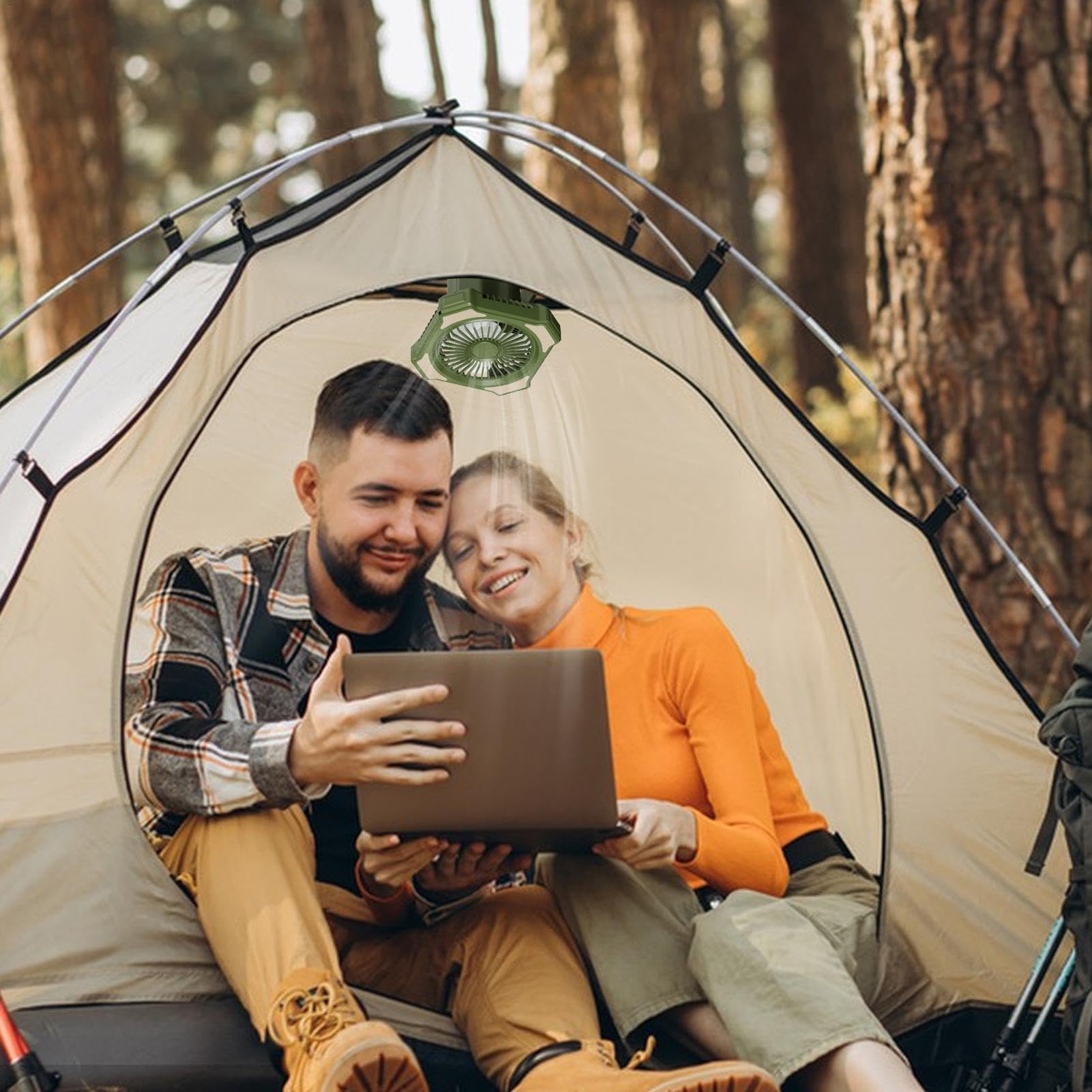 Amazon | LEDランタン付きキャンプファン、キャンプファンライト