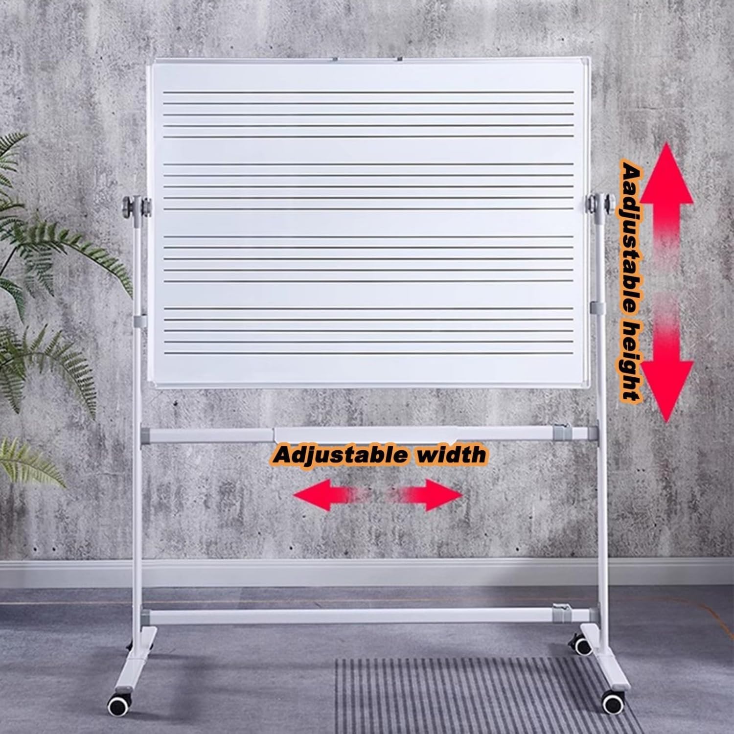 Lavagna Mobile per Musica 90x120cm, Lavagna Magnetica a Doppia Faccia per Marcatori a Secco su Ruote, Pratica di Notazione Portatile per Insegnanti di Musica, Scuole, Studenti e Casa
