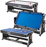 VEVOR 88" 3-in-1 Multi-Game Table: Air Hockey, Billiards, Ping Pong w/ LED Scoreboard, Pucks, Pushers & Accessories for Family Game Rooms