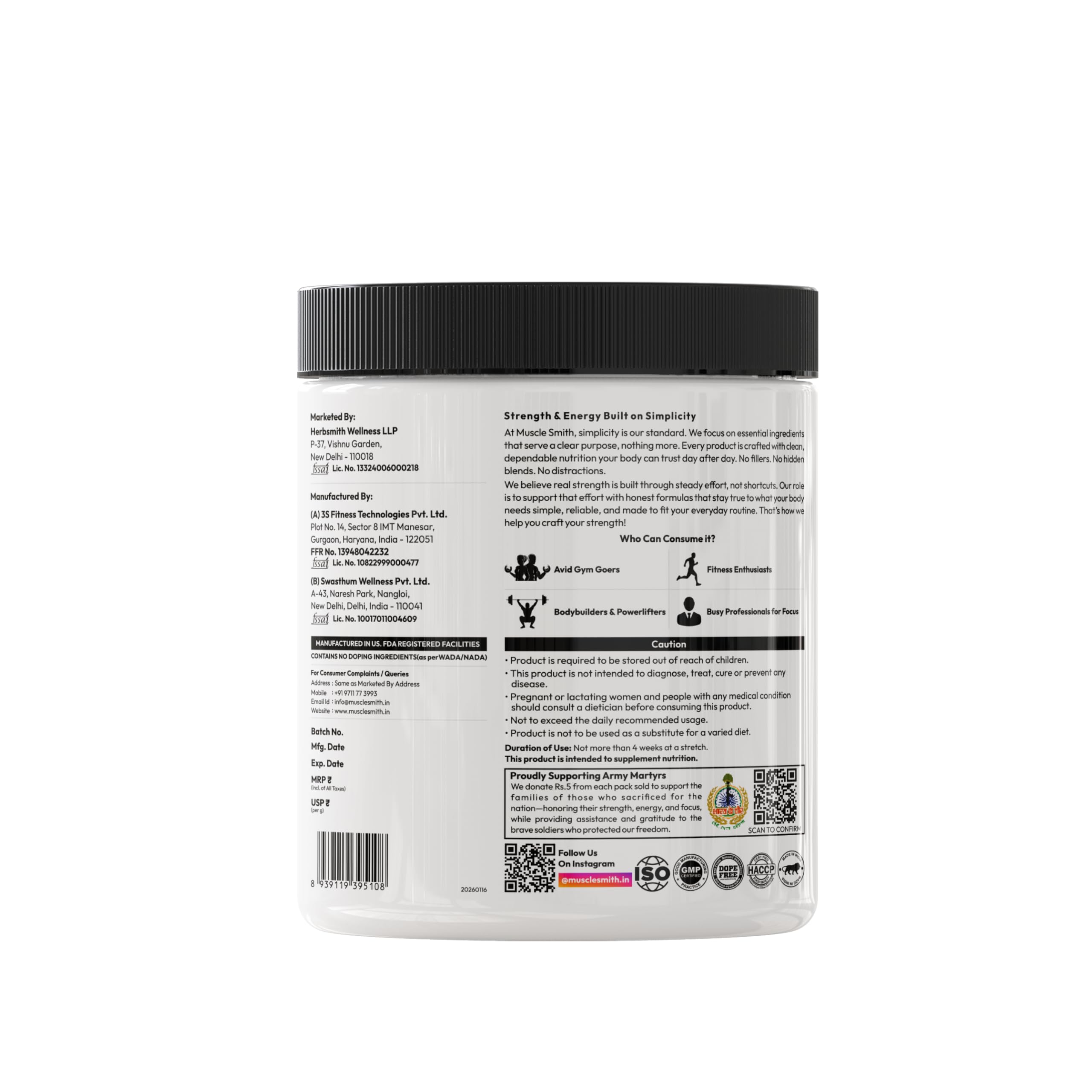 MuscleSmith Itchy Pre Workout Powder for Men & Women | With Caffeine, Beta-Alanine & L-Citrulline | Gym Energy, Focus & Training Support | No Added Sugar | 300g, 28 Servings | Orange Obsession — Amazon image 9