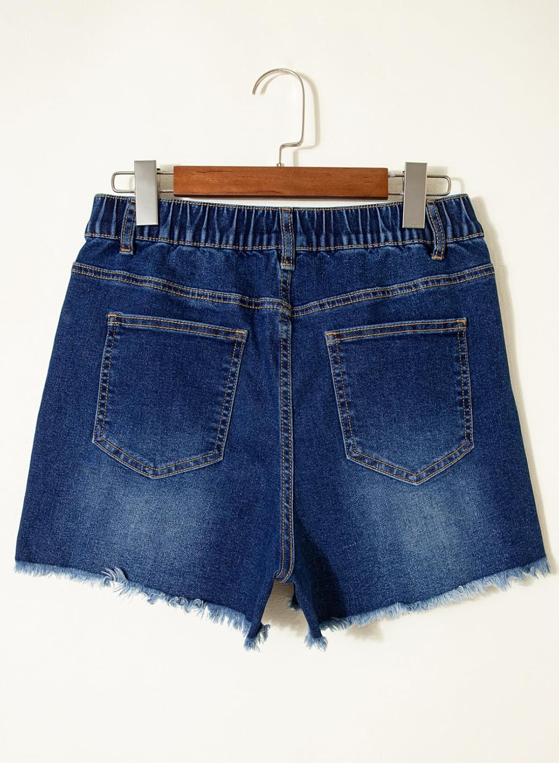 BLENCOT Maternity Jeans Shorts for Women Mid Waisted Frayed Hem Stretchy Denim Shorts Comfy Pregnancy Summer Clothes - Image 7