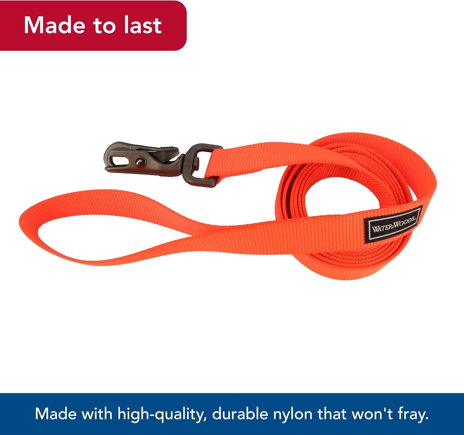 Water & Woods Patterned Dog Leash by Coastal Pet - Strong Dog Leash - Scissor Snap Closure - Fray-Resistant Nylon - Stylish Patterns - Safety Orange, 1" x 6'