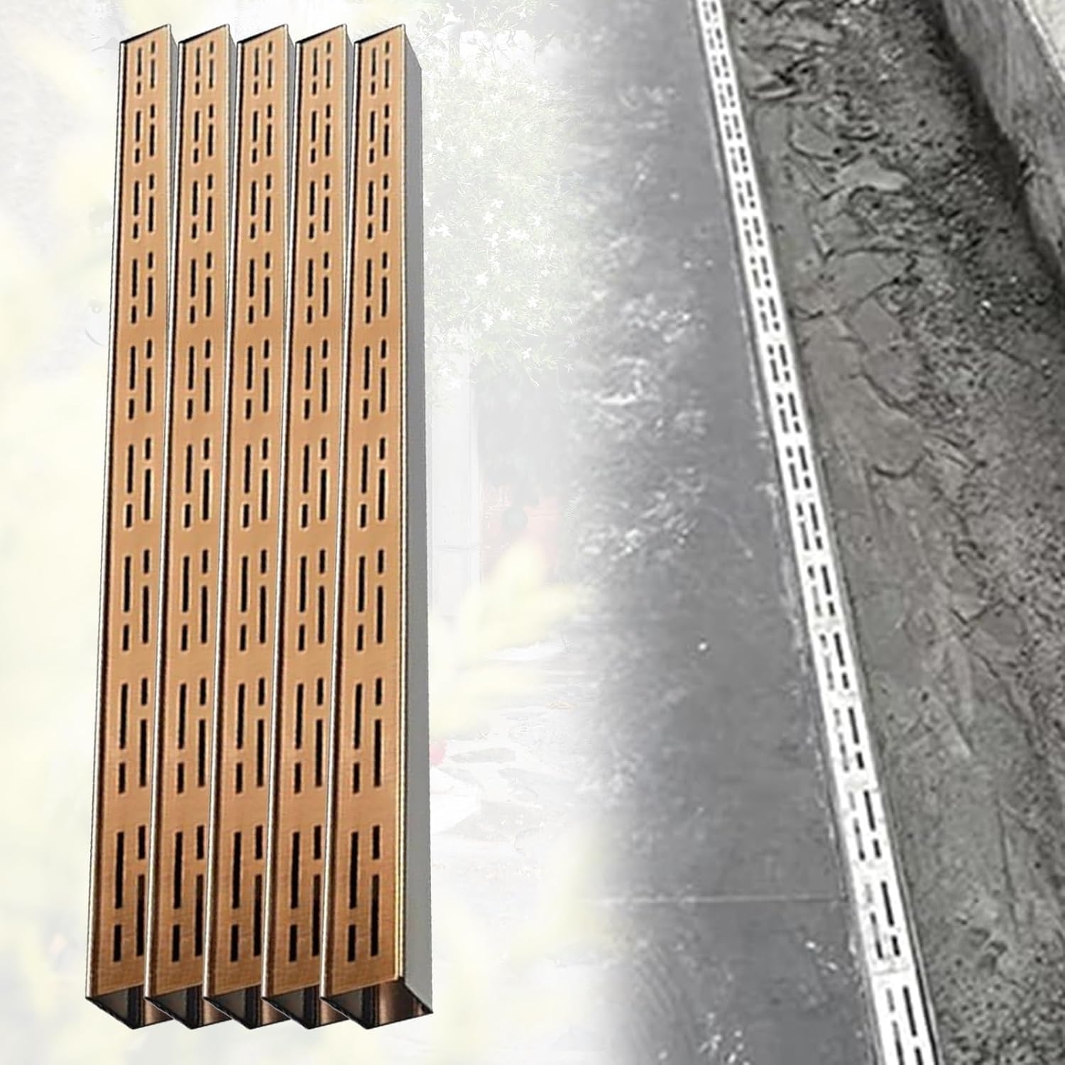 Genérico Kit de Rejilla de Drenaje de Acero Inoxidable Delgada para zanjas - Cubierta de Drenaje de Canal ranurado de Alta Resistencia para paisajismo, pavimentos y Gran