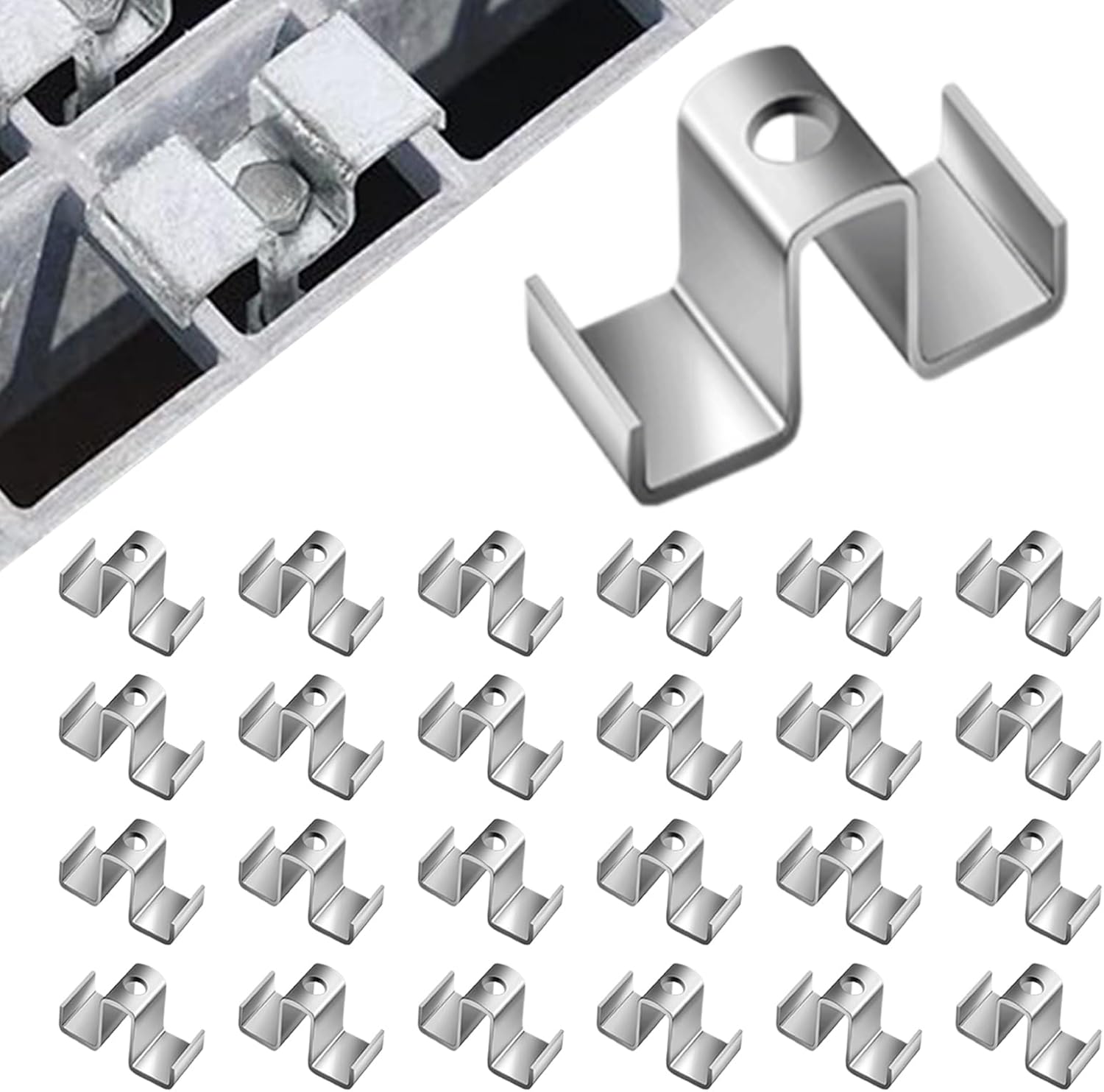 サドルクリップ - 25個入り 重荷重 亜鉛メッキ グラティングサドルクランプ | 耐候性ハードウェア 橋梁デッキ踏面取付,取付用