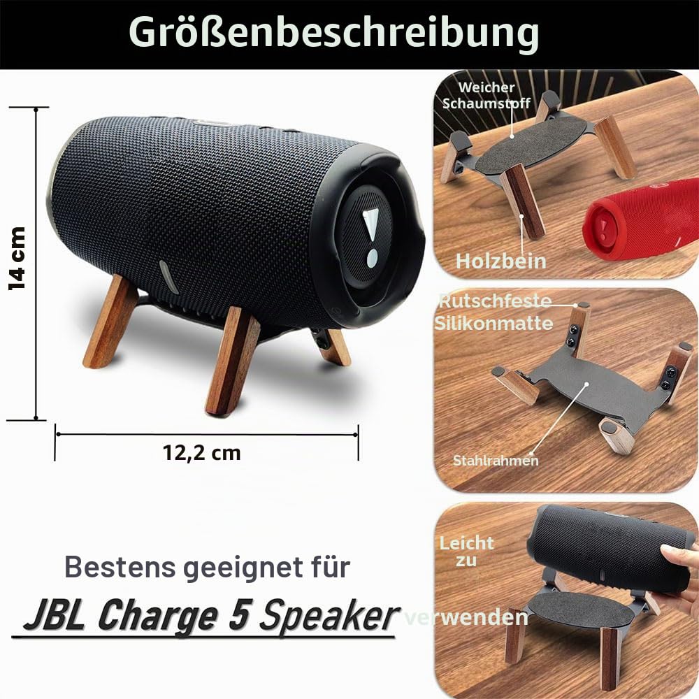 Ständer Echtholz Kompatibel mit JBL Charge 5 6 Tragbarer Lautsprecher Stativ, Stabiler Ständer Aus robustem Holz Verwendet Für Charge 4 3 Flip 6 5 4 (Walnuss)