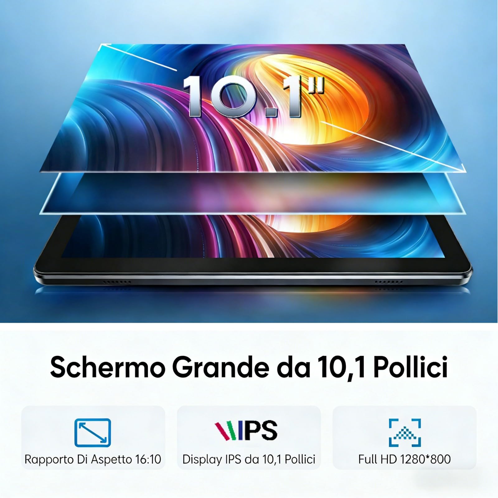 Tablet 10 Pollici, Tablet Android 15 con Custodia, Mouse & Tastiera, Octa-Core, 24GB RAM+128GB ROM+1TB Espandibile, Display IPS HD 1280*800, WiFi 5G, Doppia Fotocamera, 6000mAh, Widevine L1 (K50)