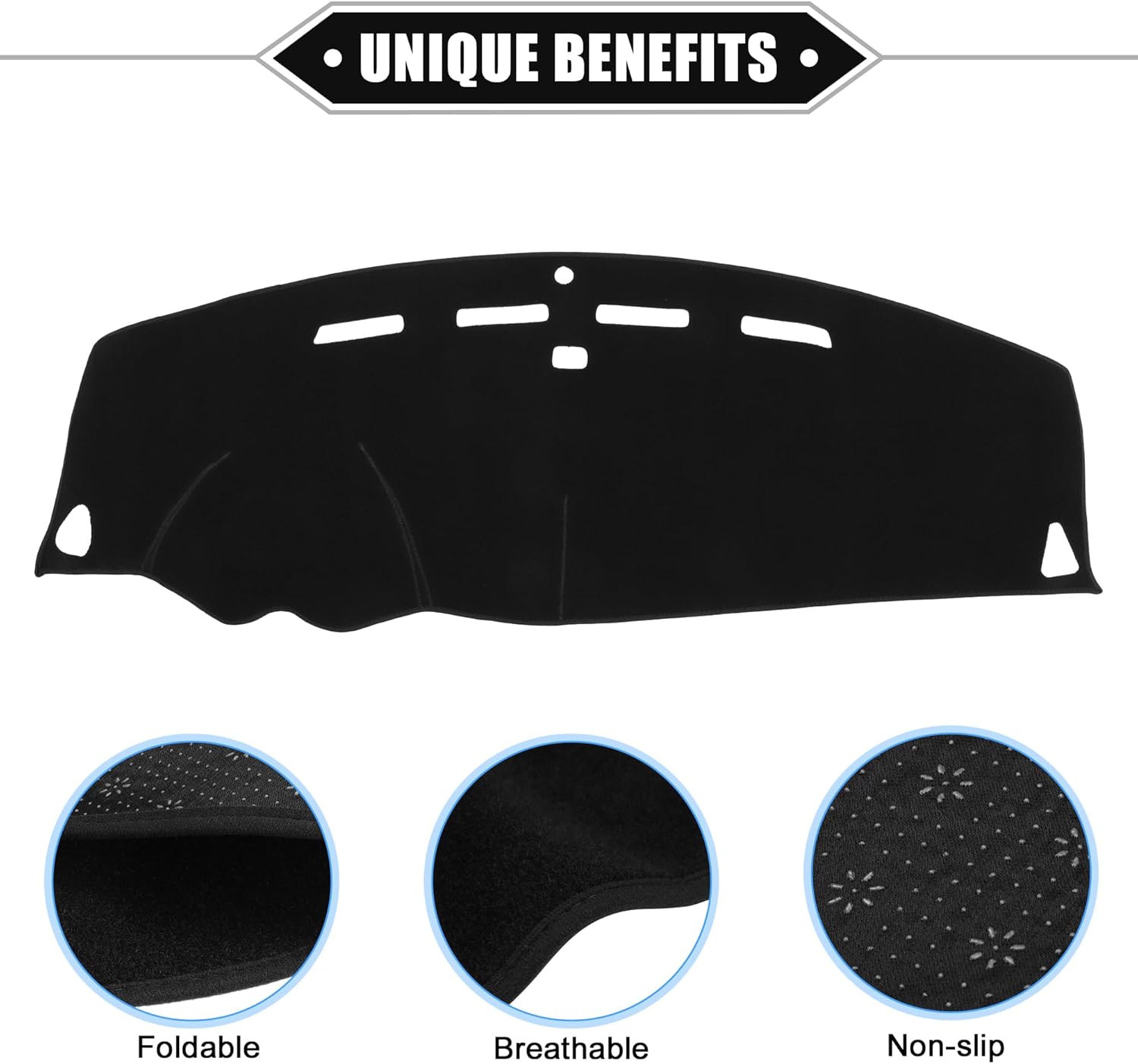Dashboard Cover Compatible for Mitsubishi Outlander 2007-2012, Non-Slip Polyester Black Dash Cover Mat Dash Board Protector Cover