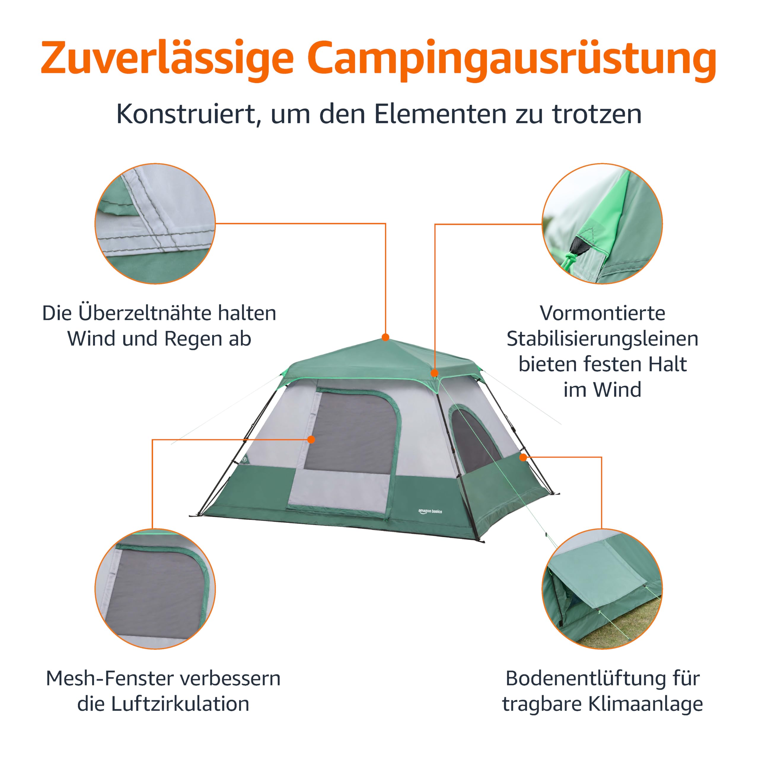 Amazon Basics schnell aufbaubares campingzelt mit Überzelt und Tragetasche