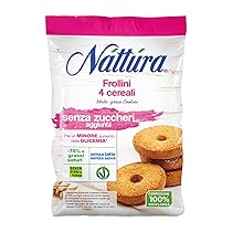 NATTURA Frollini 4 Cereali Senza Zuccheri, Biscotti Senza Latte e Uova, con il -70% di Grassi Saturi, Prodotto Vegano Senza Olio di Palma per un Minore Aumento della Glicemia, 200 gr