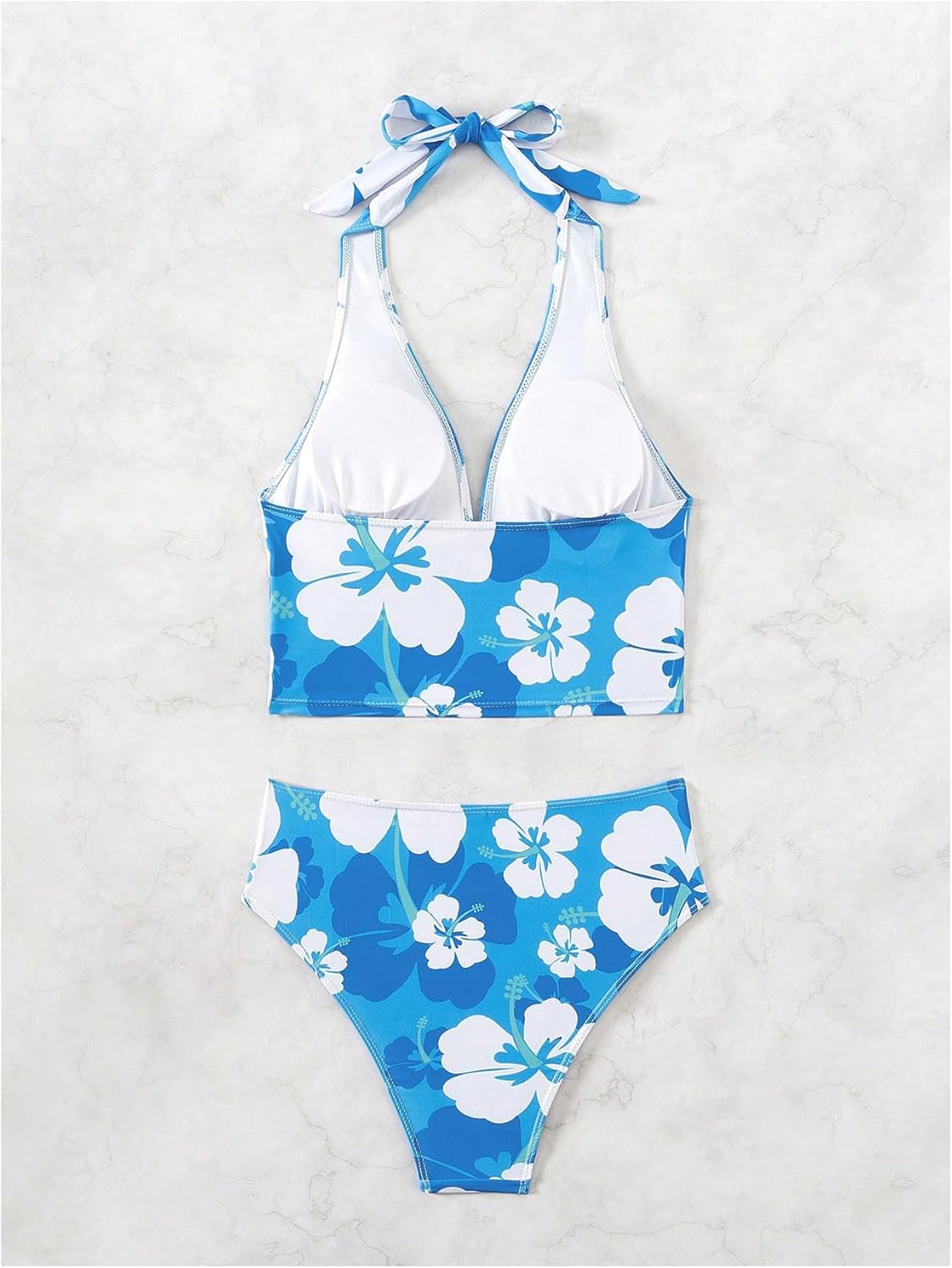 Floerns Women's Two Piece Tankini Swimsuit Floral Halter Top Beach Bathing Suit