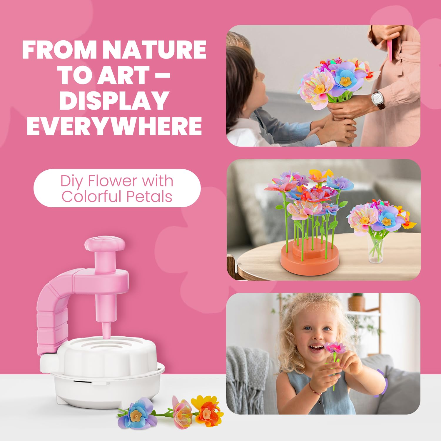 Flower Craft Kit For Kids Ages 4-8 – DIY Fabric Bouquet Toy For Girls And Boys – No Glue Reusable STEM Gift – Make 32 Flowers – Birthday Arts & Crafts Activity - View #8