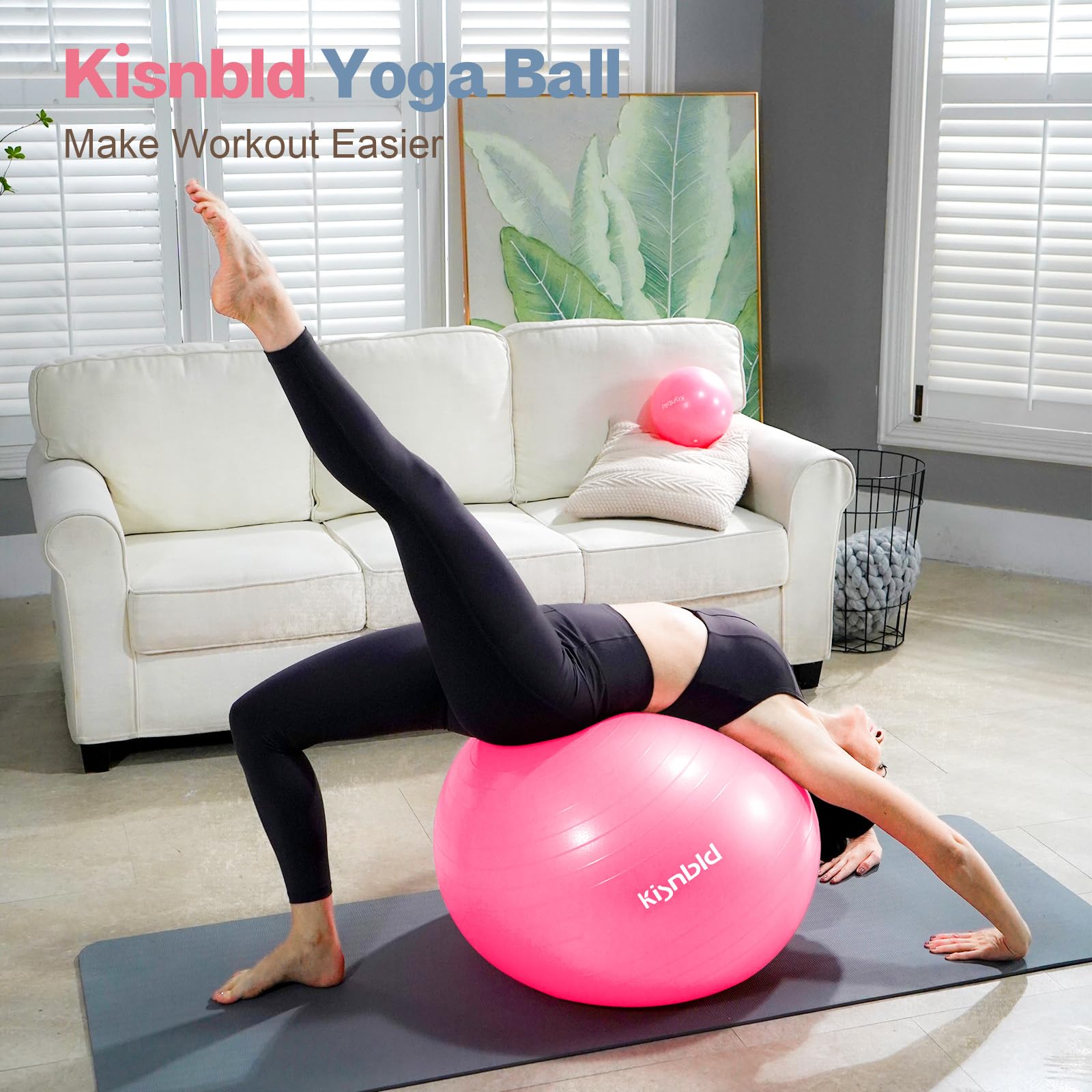 kisnbld Gymnastikball, extra dicker Yoga-Ball für Workout, Schwangerschaftsstabilität, 4 Größen, Anti-Burst-Balance-Ball mit Fußpumpe, robuster Fitnessball-Stuhl für Büro, Zuhause & Fitnessstudio