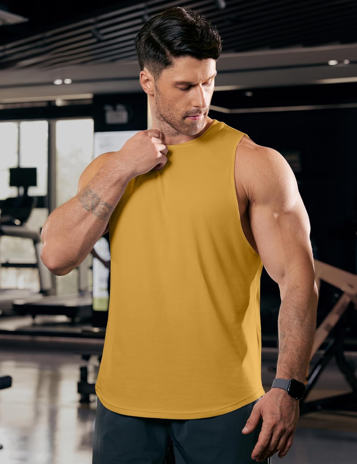 JMIERR Mens Drop Arm Tank Tops Gym Workout Sleeveless Muscle Shirts Cut Off Summer Tee Shirt - Image 2