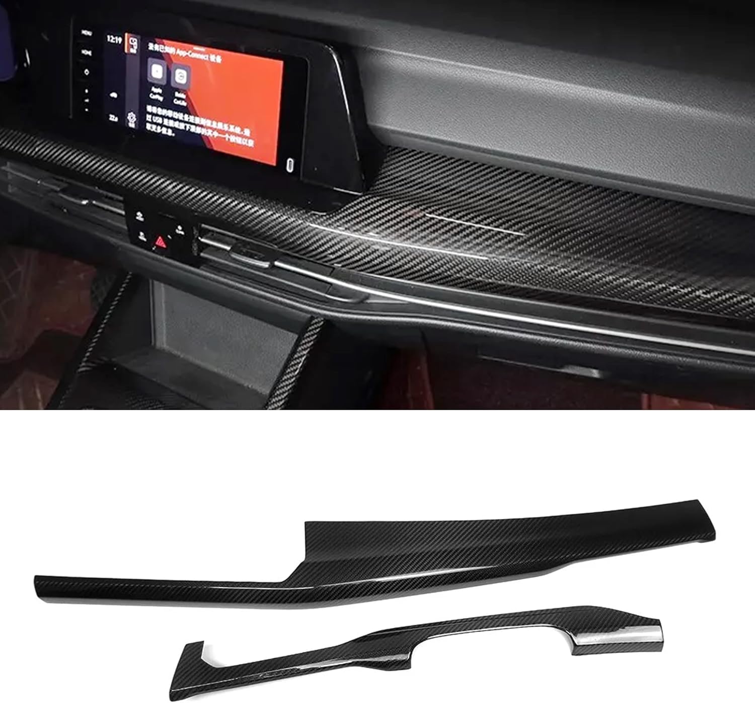 LHD Real Carbon Fiber Console Dashboard Panel Trim Fit for Golf 8 MK8 GTE GTI GTD R RLINE 2021-2024 Car Accessories (Glossy)