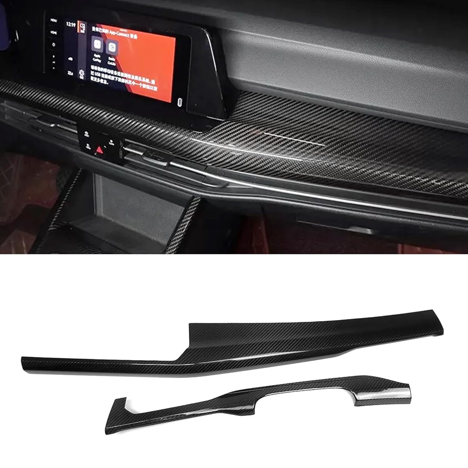 LHD Real Carbon Fiber Console Dashboard Panel Trim Fit for Golf 8 MK8 GTE GTI GTD R RLINE