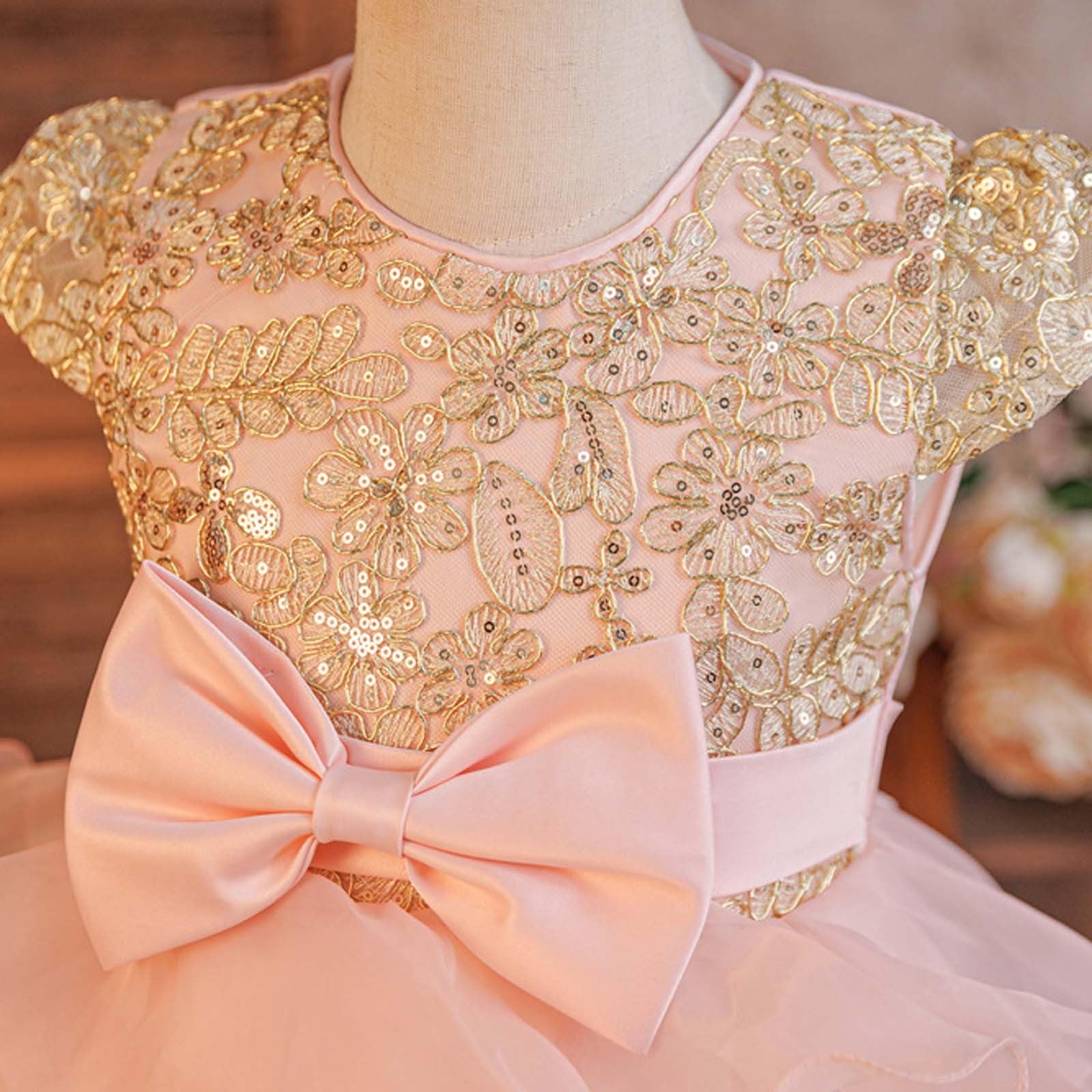Elegante Vestido de Fiesta para niñas con corpiño y Falda satén un Estilo Festivo. pequeñas 2 a 10 años, Punto piqué, Ligero Suave, Ideal Uso Diario/g