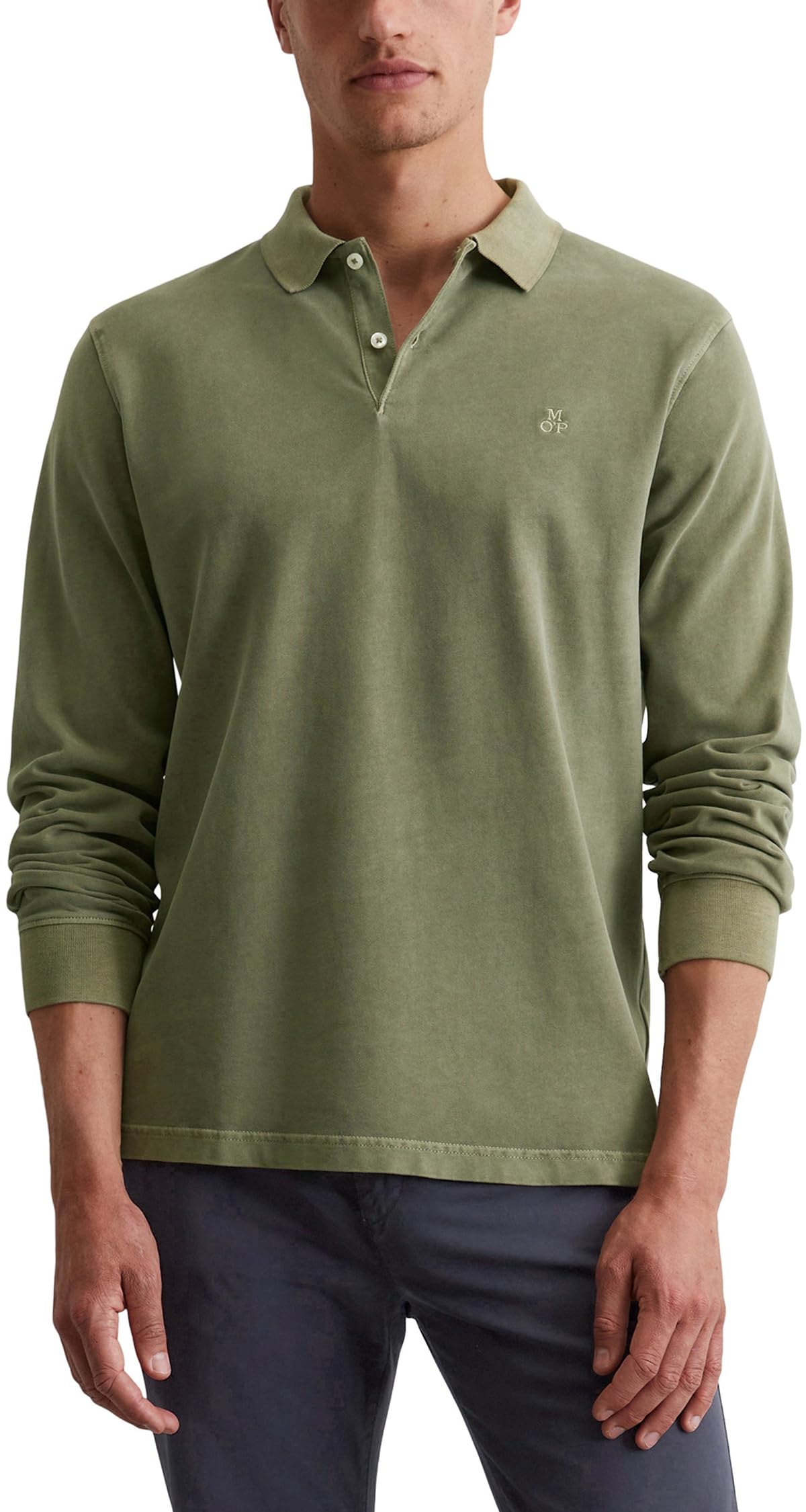 Marc O'polo Men's Green Marc Oߴpolo Regular Fit Organic Cotton Long Sleeve Polo Shirt, (Olive), 3XL