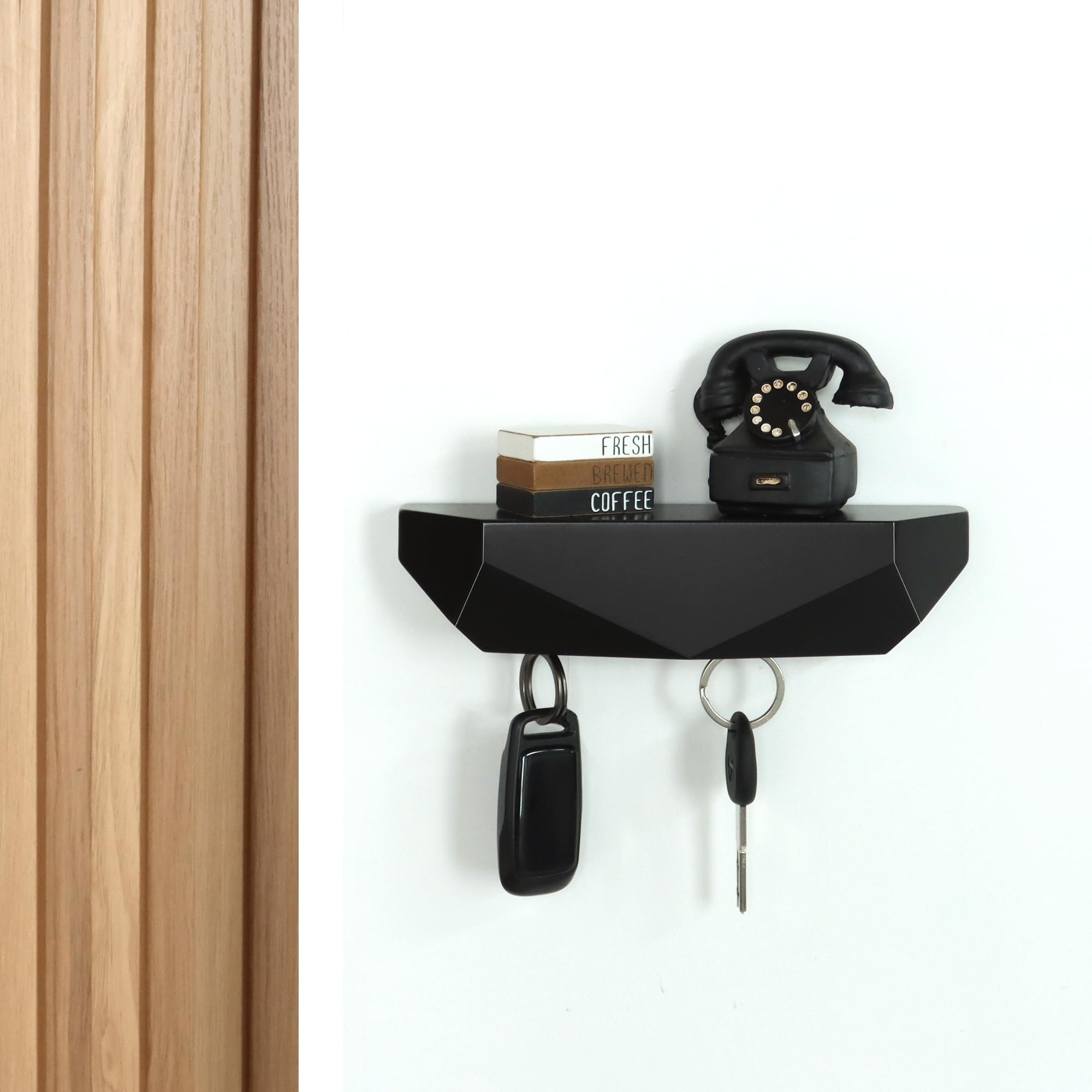 Schlüsselhalter Für Die Wand – 6 Haken, Bauernhaus-Design, Aus Holz & Metall, Ca. 26 Cm Hoch